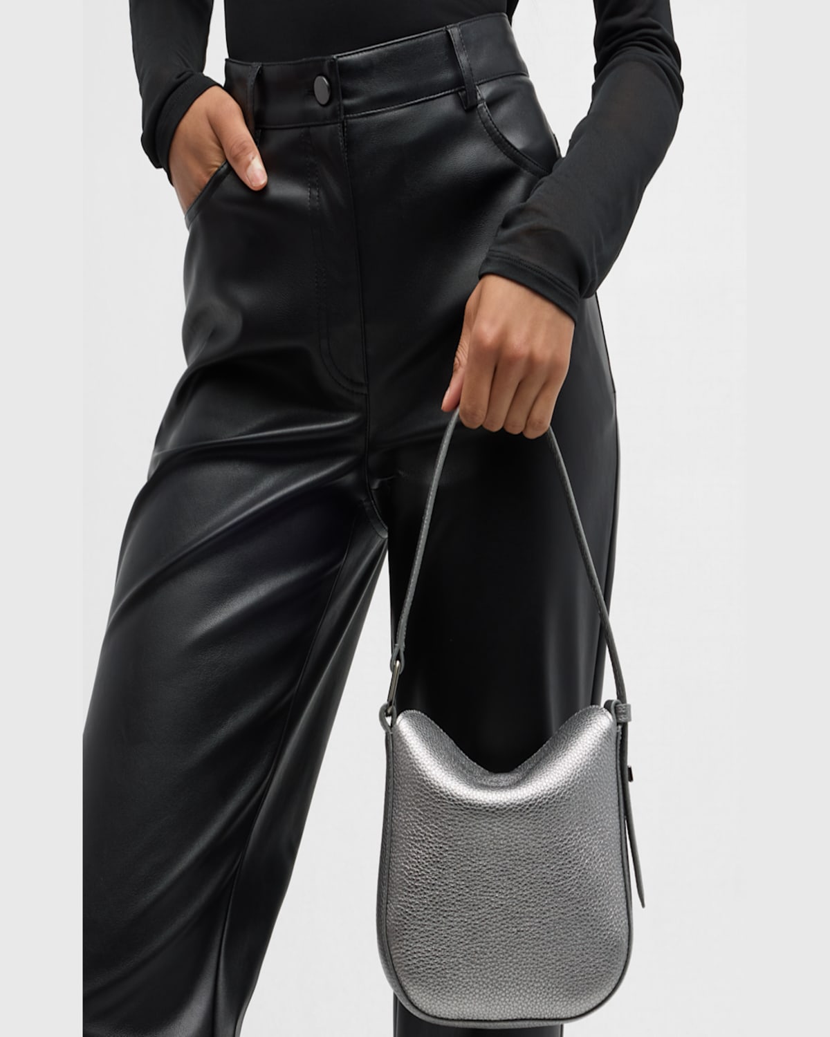 AKRIS ANNA MINI LEATHER HOBO BAG 