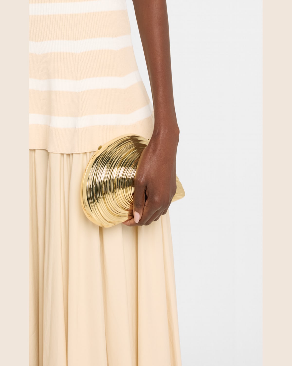 Simkhai Bridget Metal Oyster Shell Clutch In Gold