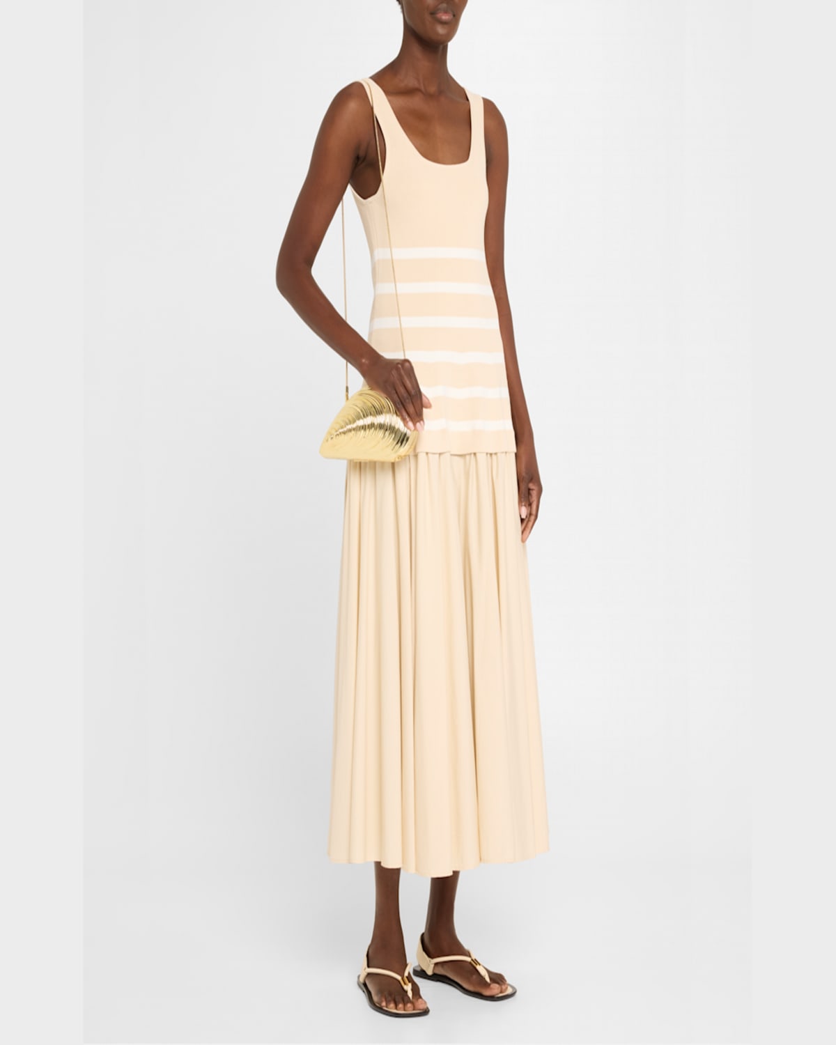Simkhai Bridget Metal Oyster Shell Clutch In Gold