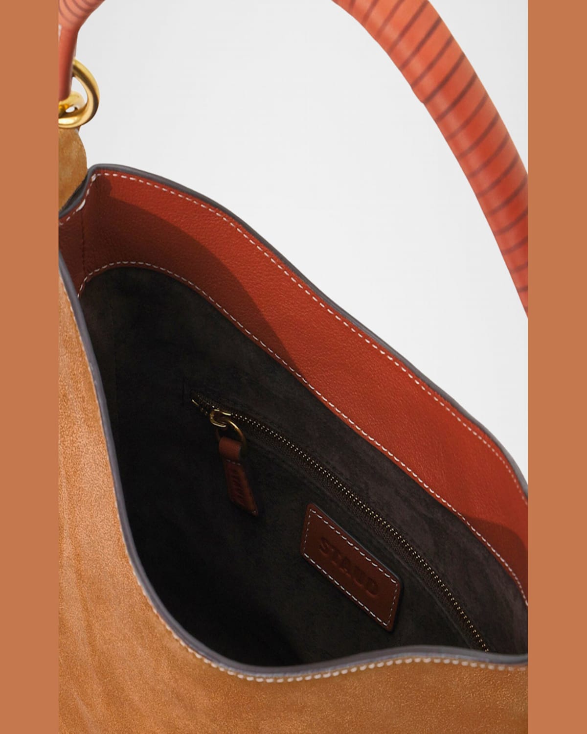 Staud Mel Suede And Leather Hobo Bag In Tan