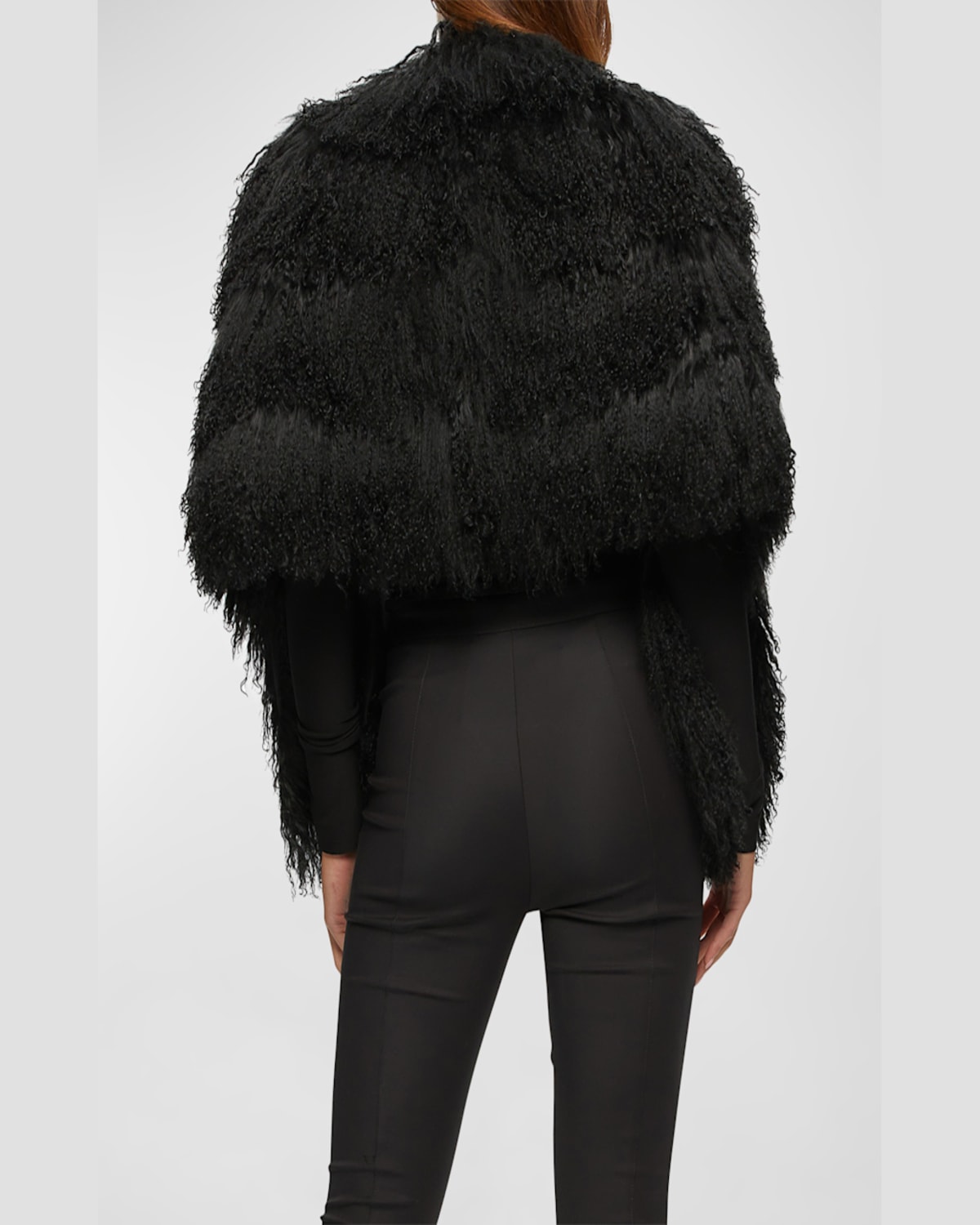 Gorski Mongolian Lamb Stole In Black