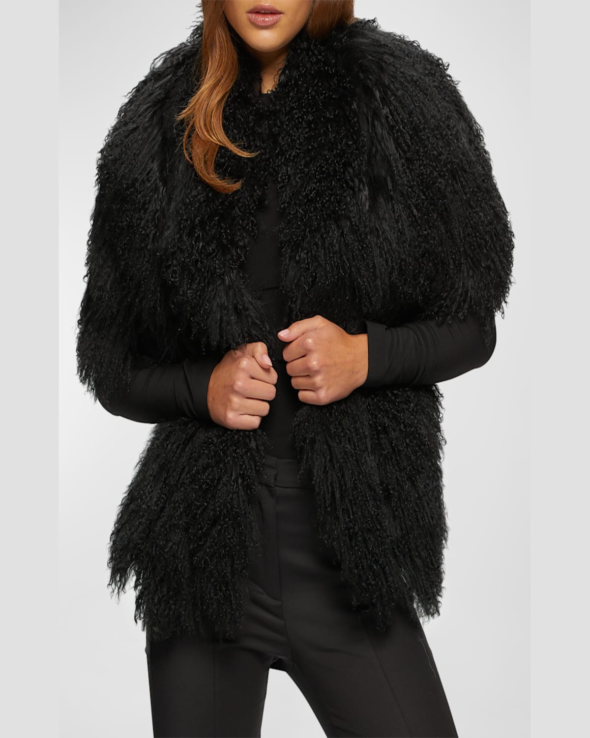 Gorski Mongolian Lamb Stole In Black