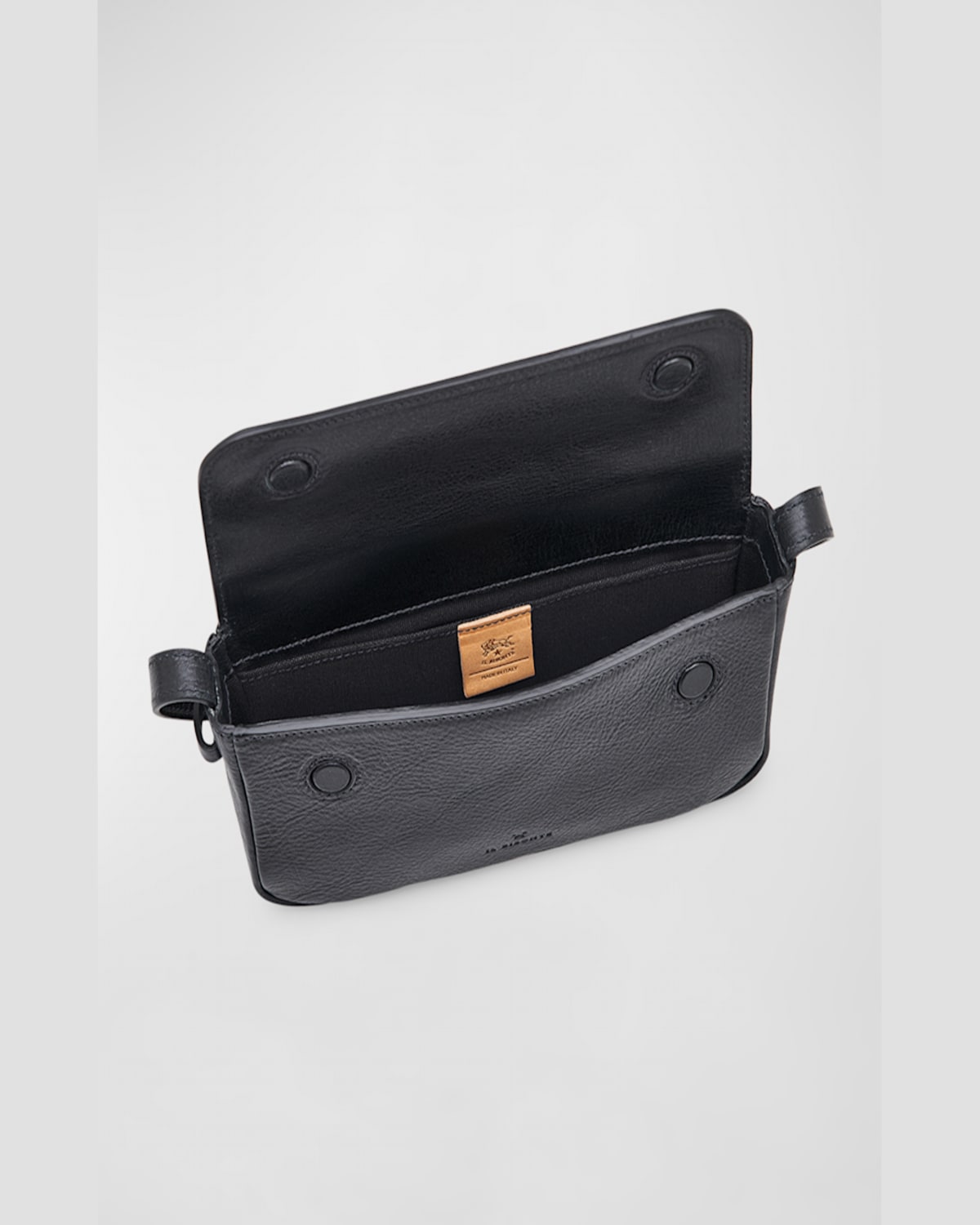 Il Bisonte Studio Flap Metallic Crossbody Bag In Black