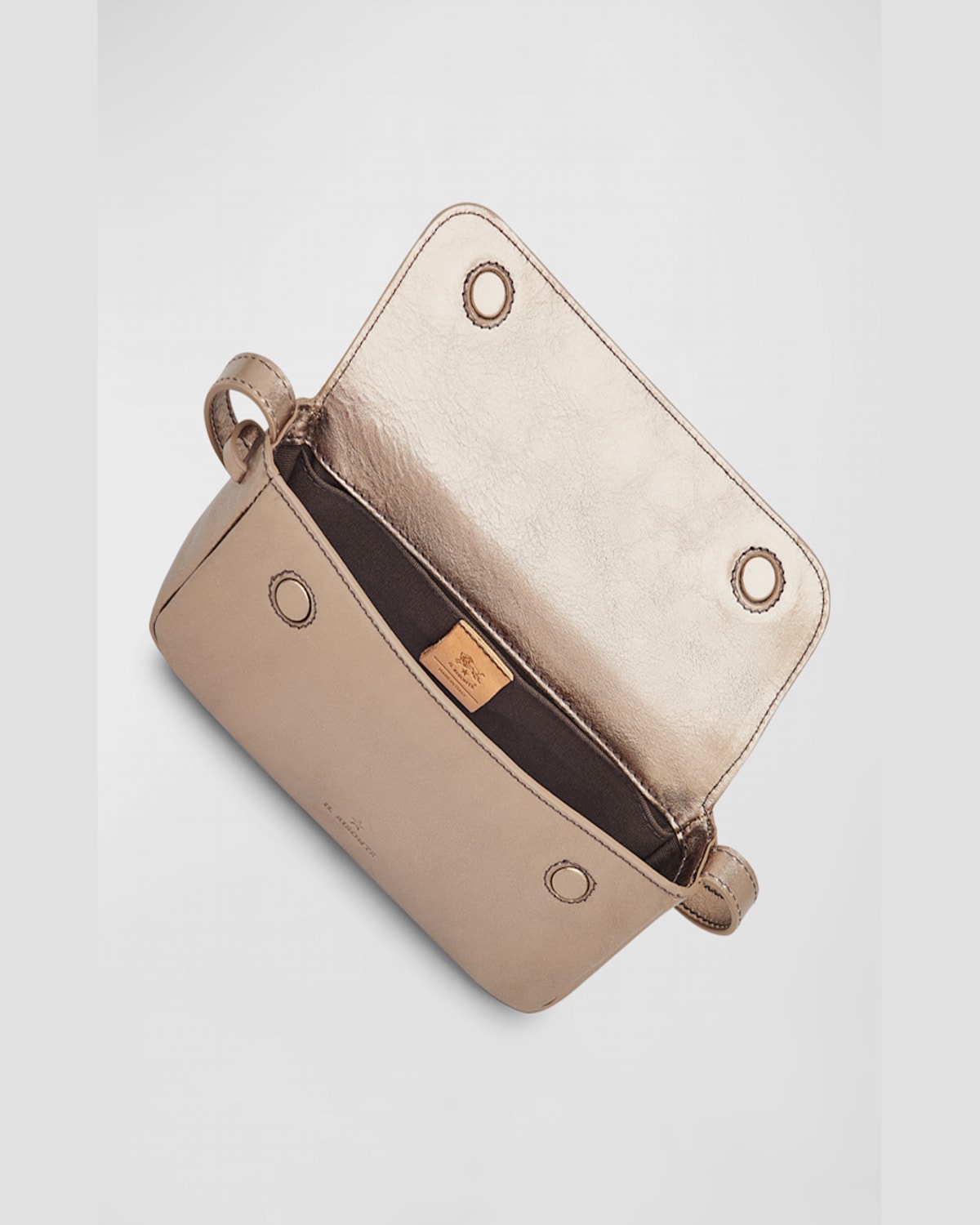 Il Bisonte Studio Flap Metallic Crossbody Bag In Pompelmo