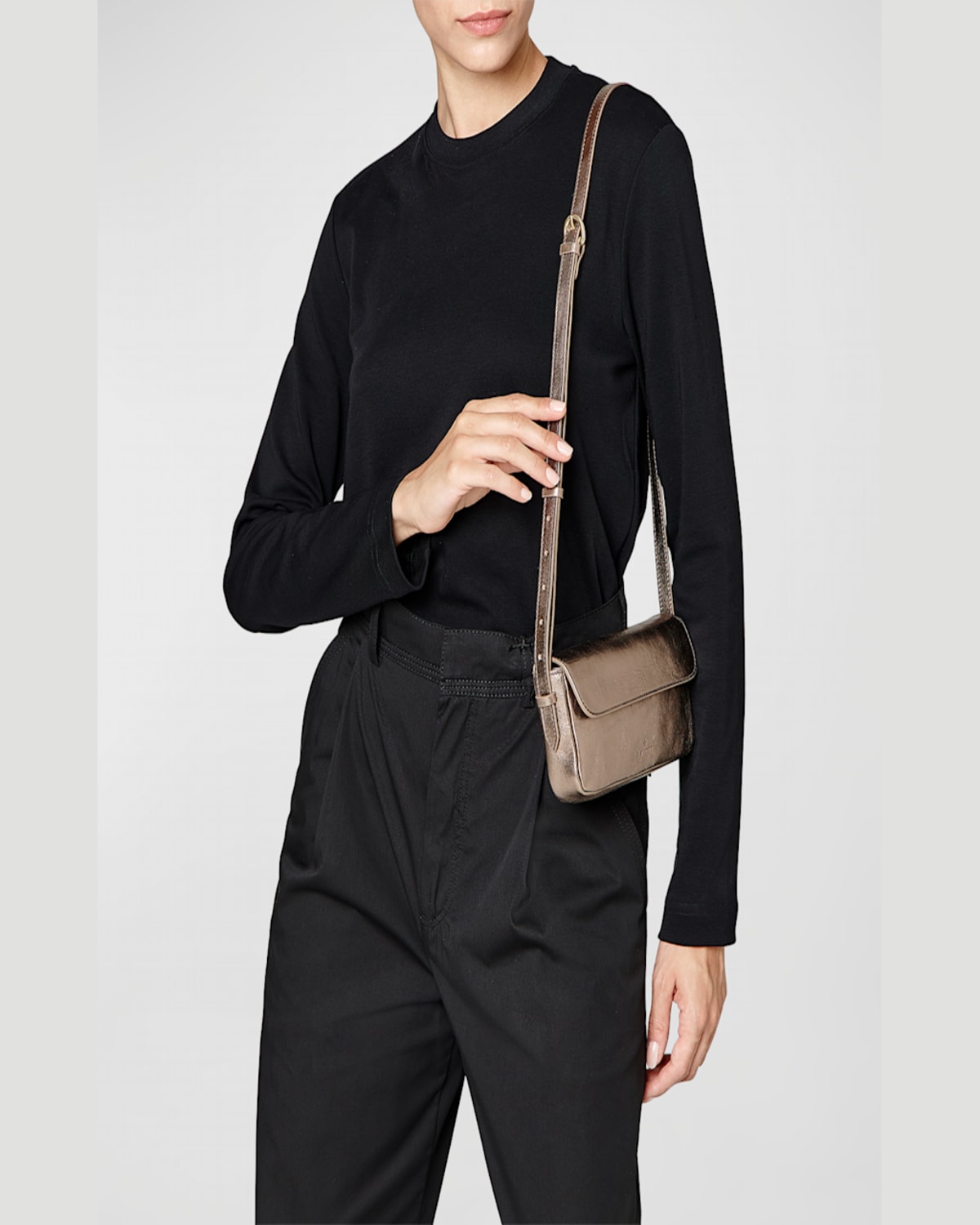 Il Bisonte Studio Flap Metallic Crossbody Bag In Pompelmo