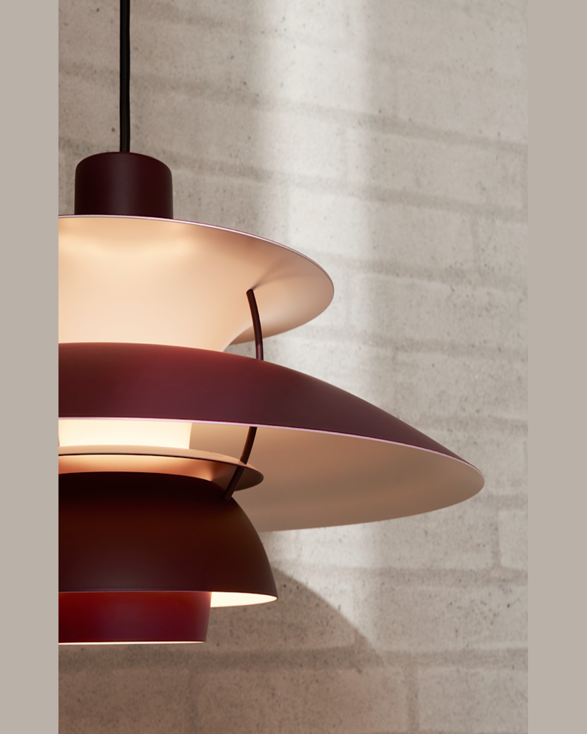 Louis Poulsen Ph 5 Pendant Light, 11" In Monochrome Burgundy