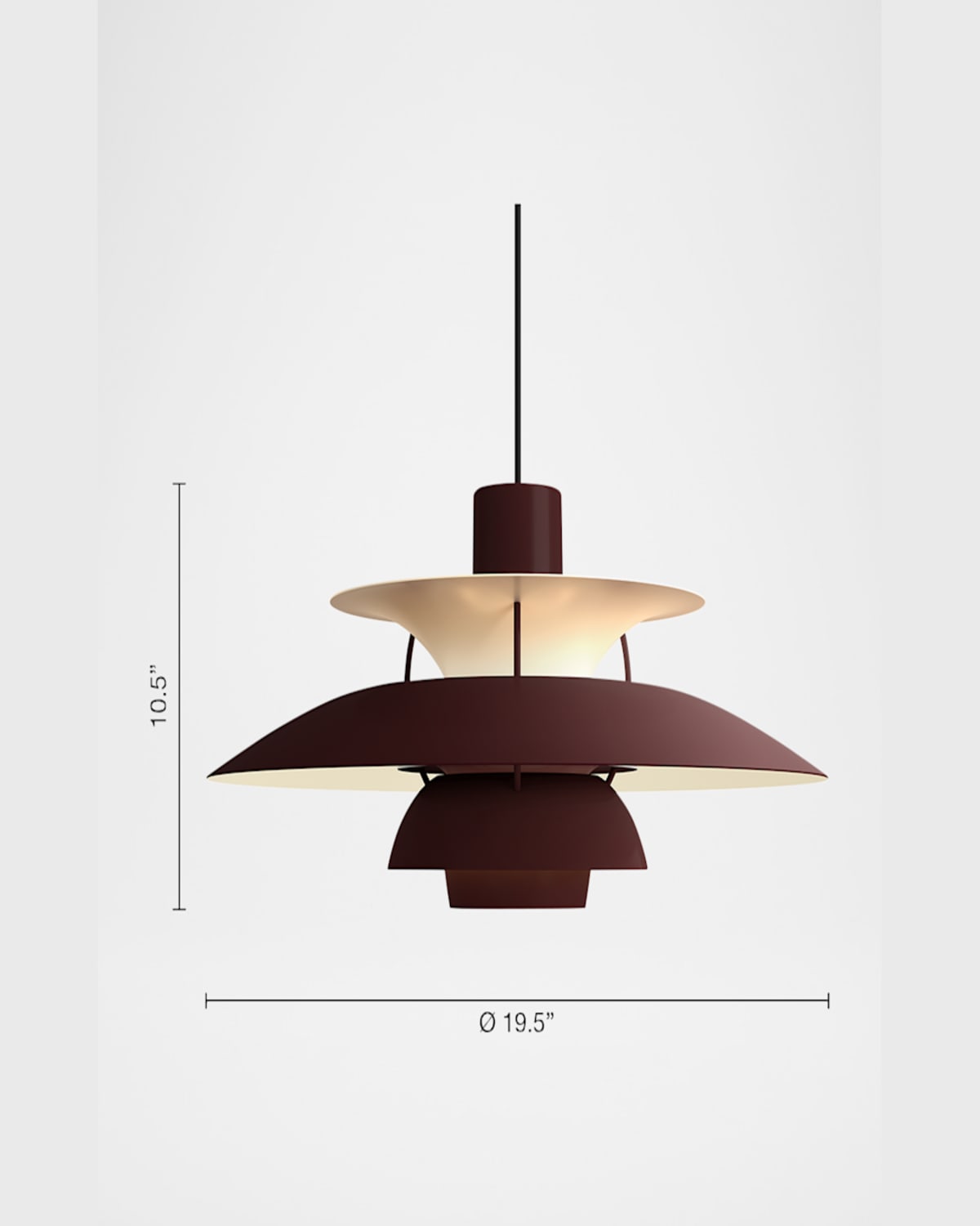 Louis Poulsen Ph 5 Pendant Light, 11" In Monochrome Burgundy