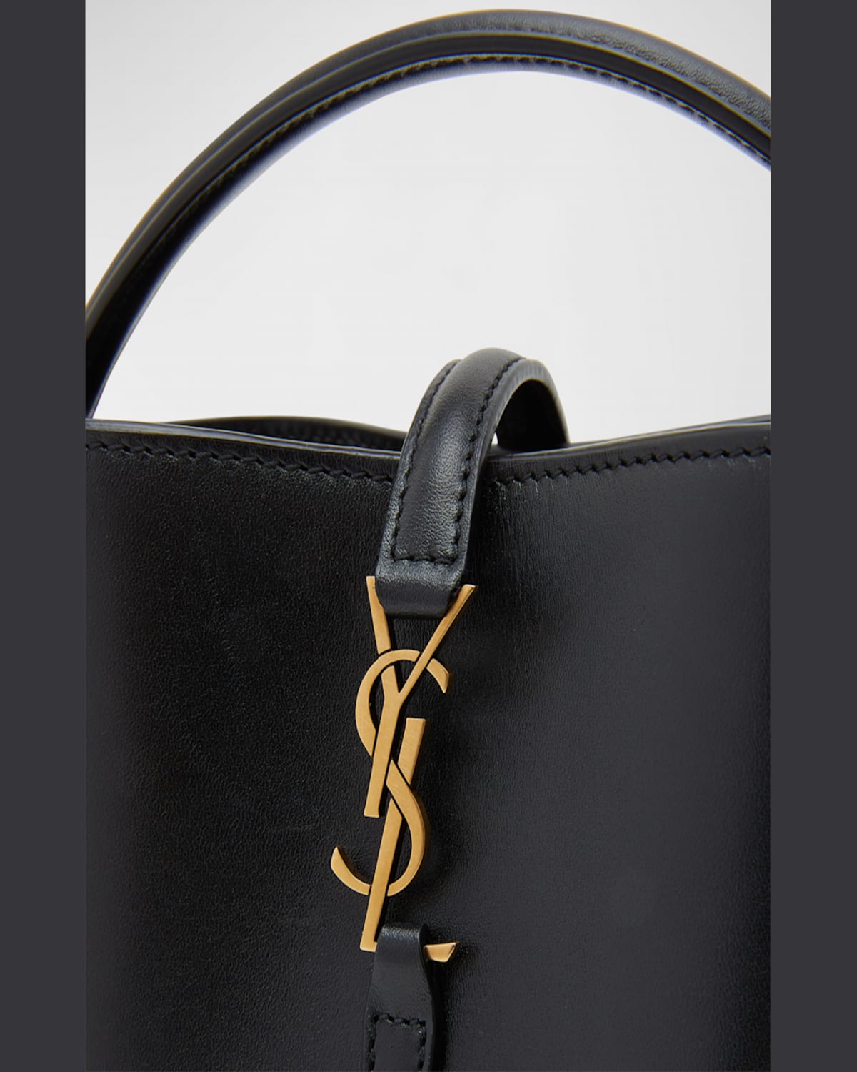 Shop Saint Laurent Le 37 Mini Ysl Bucket Bag In Smooth Leather In Dark Beige
