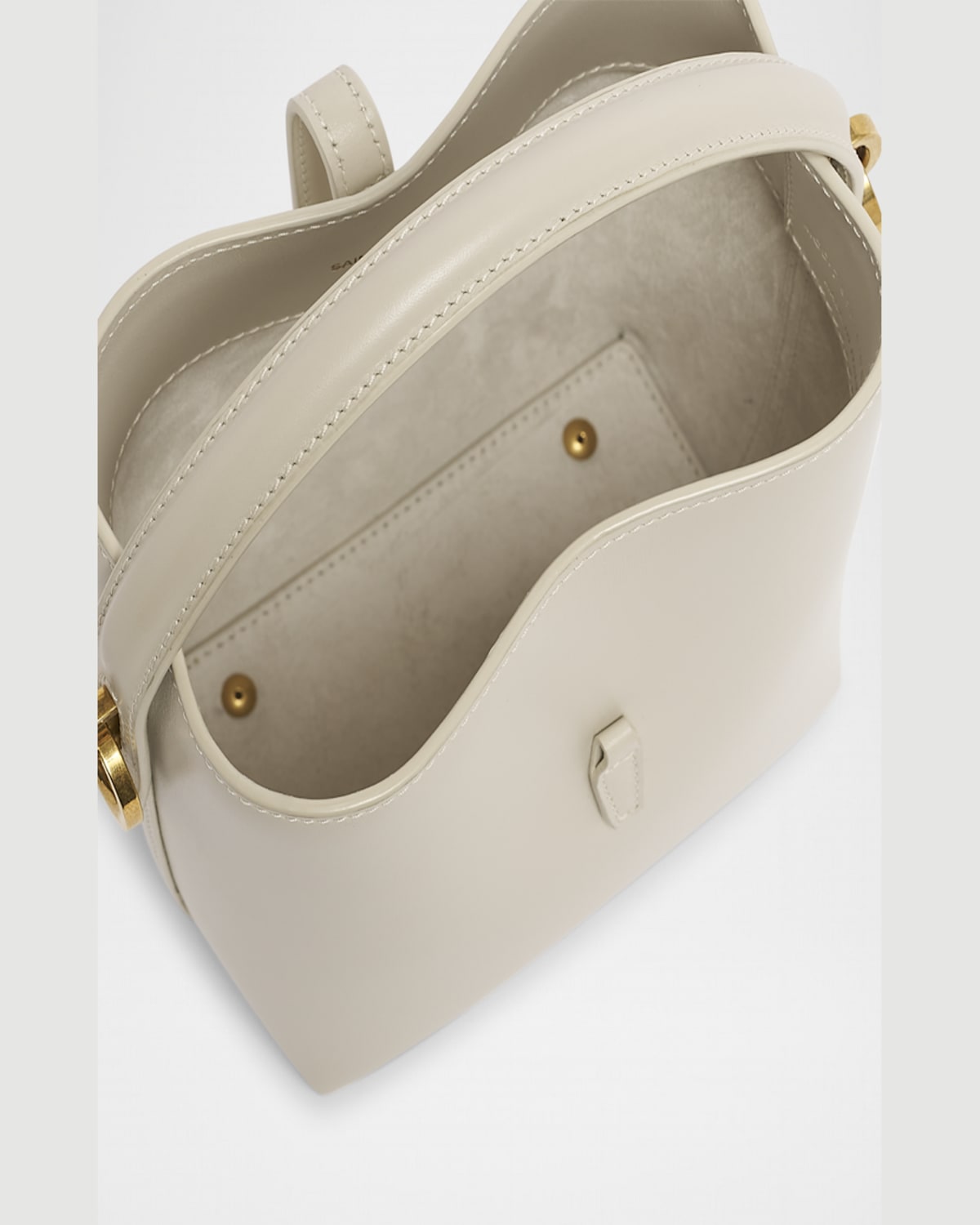 Shop Saint Laurent Le 37 Mini Ysl Bucket Bag In Smooth Leather In Blanc Vintage