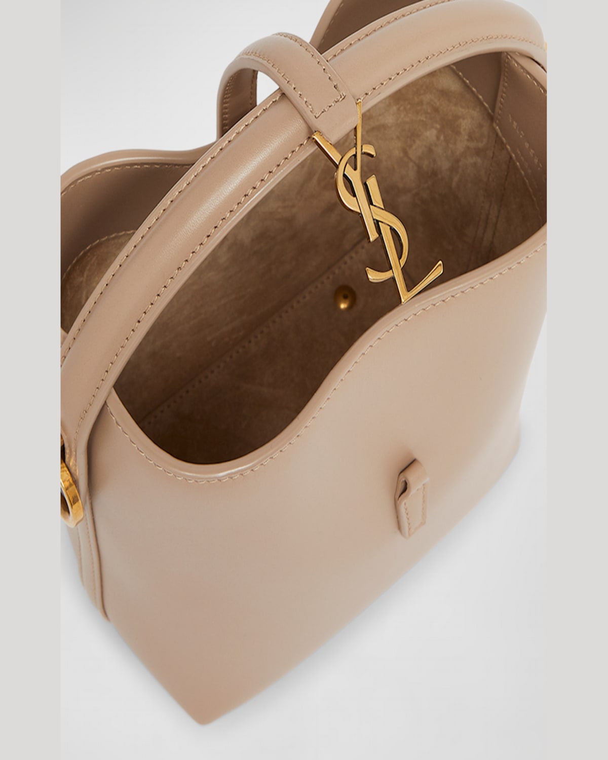 Shop Saint Laurent Le 37 Mini Ysl Bucket Bag In Smooth Leather In Dark Beige