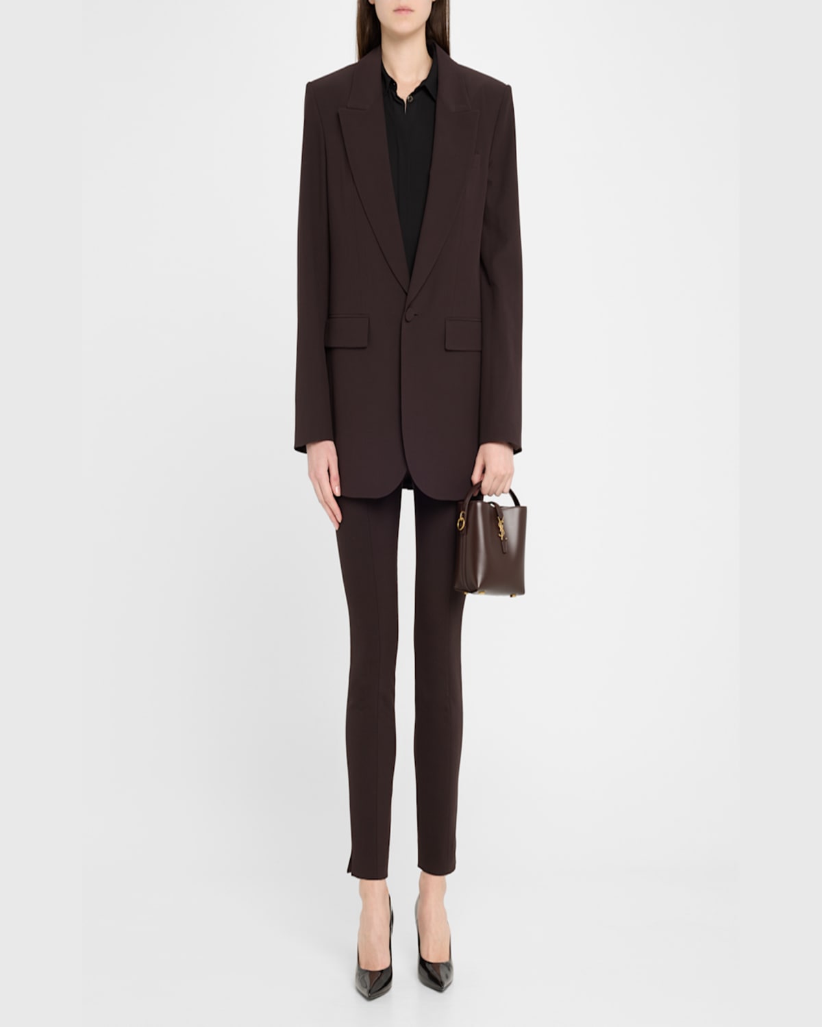 Saint Laurent Le 37 Mini Ysl Bucket Bag In Smooth Leather In Arabica