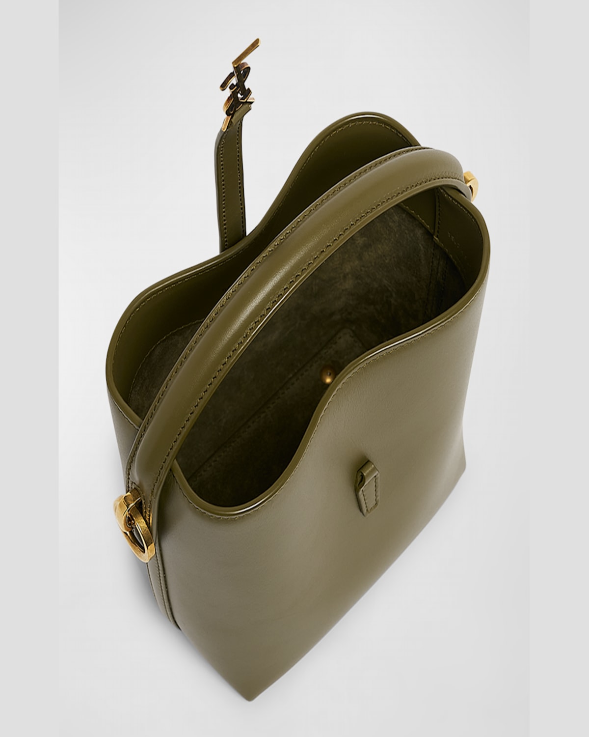 Shop Saint Laurent Le 37 Mini Ysl Bucket Bag In Smooth Leather In Elmwood
