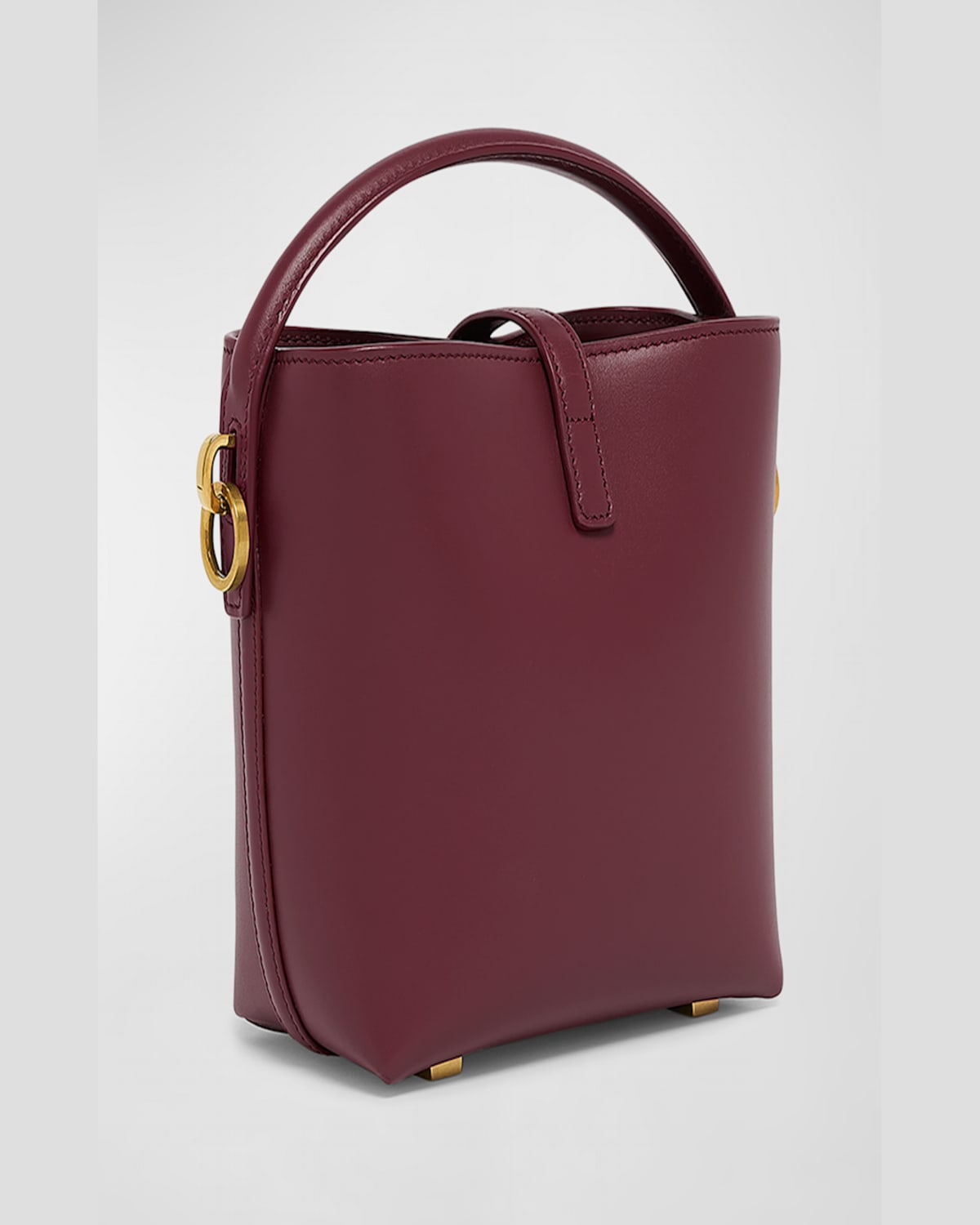 Saint Laurent Le 37 Mini Ysl Bucket Bag In Smooth Leather In Dark Bordeaux