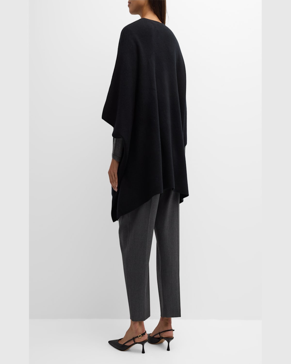 Sofia Cashmere Cashmere Double Knit Cape In Black