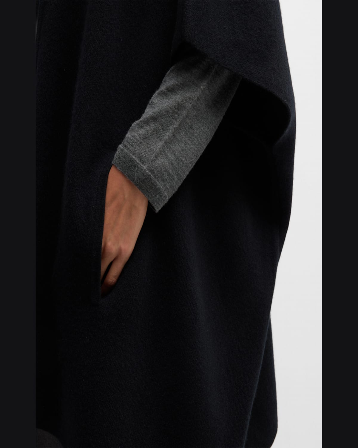 Sofia Cashmere Cashmere Double Knit Cape In Black