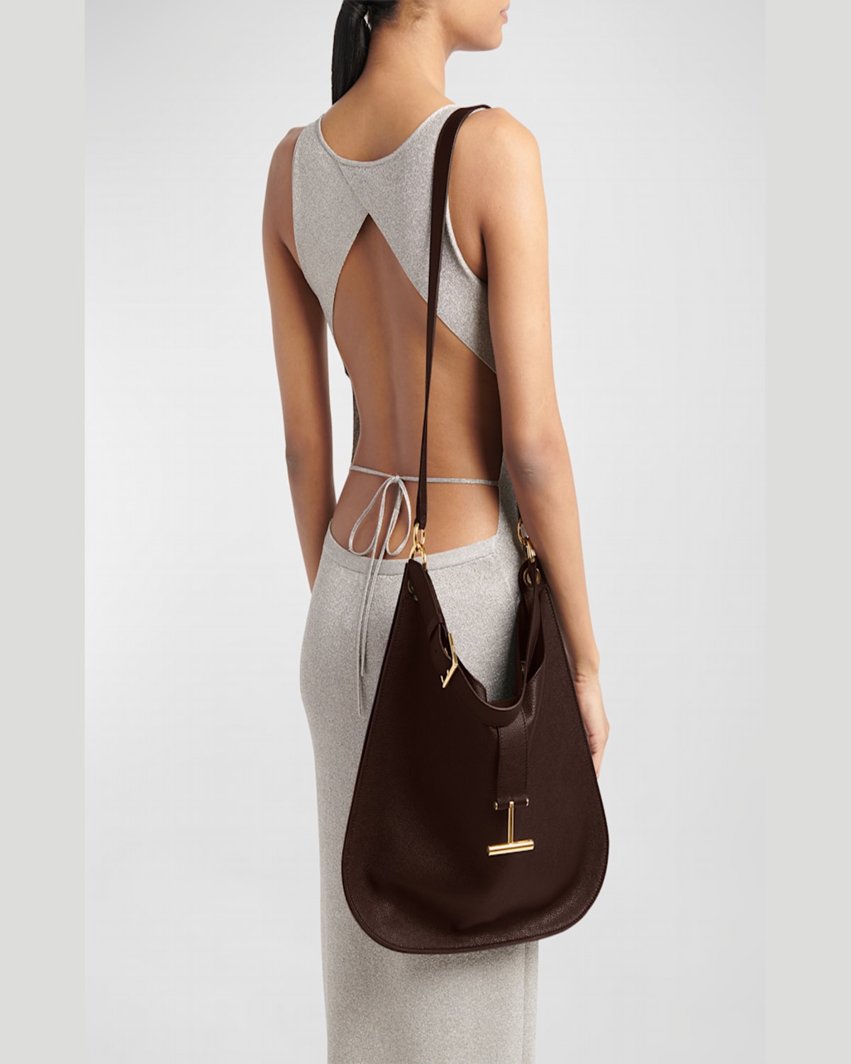 TOM FORD TARA LARGE HOBO CROSSBODY IN GRAINED LEATHER 