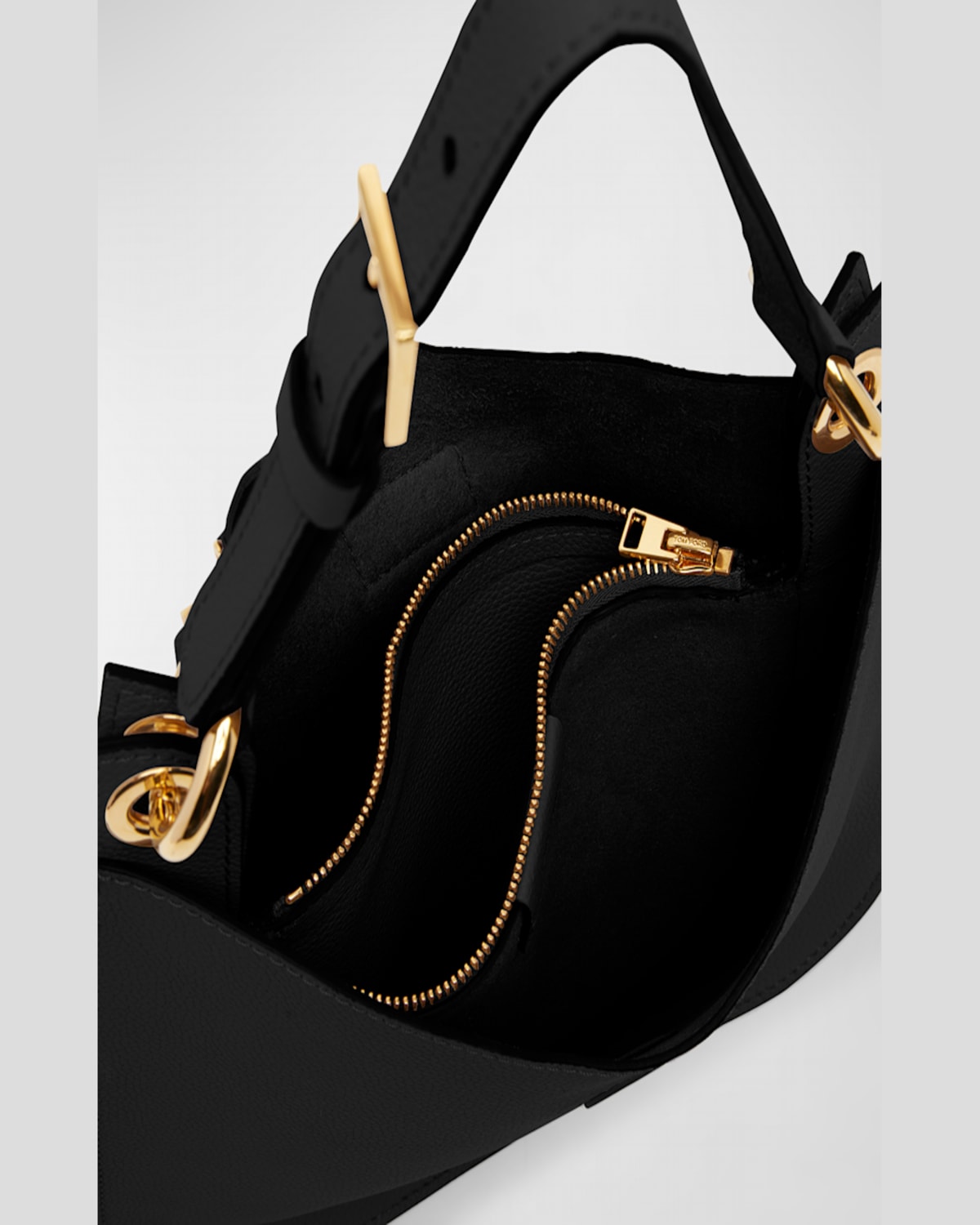 Tom Ford Tara Small Hobo Crossbody In Grained Leather In Greige