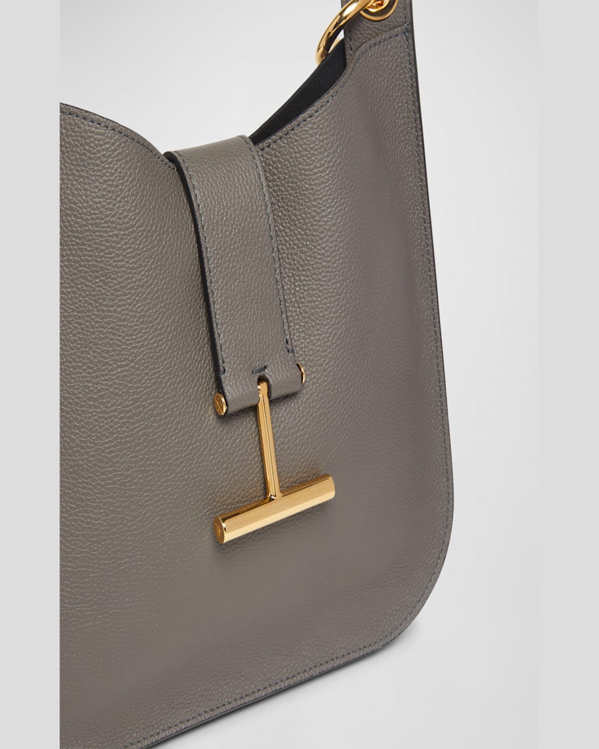 Tom Ford Small Tara T-bar Leather Shoulder Bag In Gray