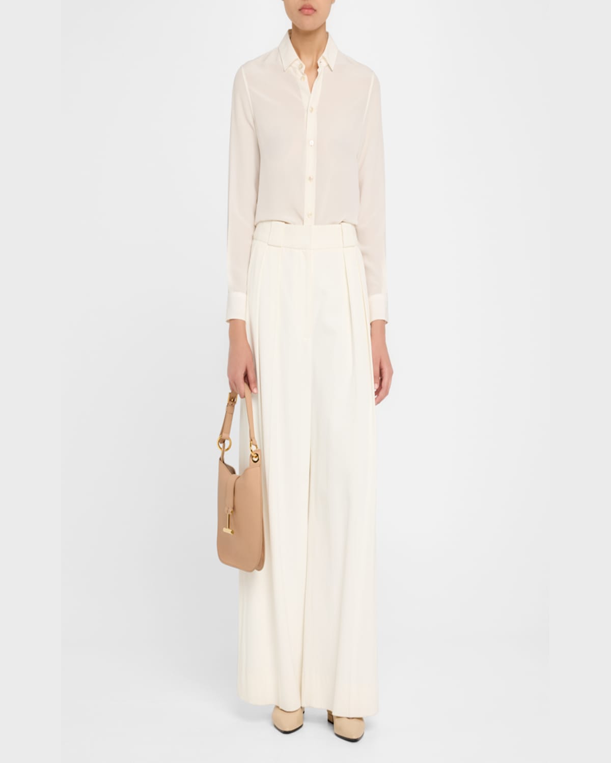 Tom Ford Tara Small Hobo Crossbody In Grained Leather In Powder Pink