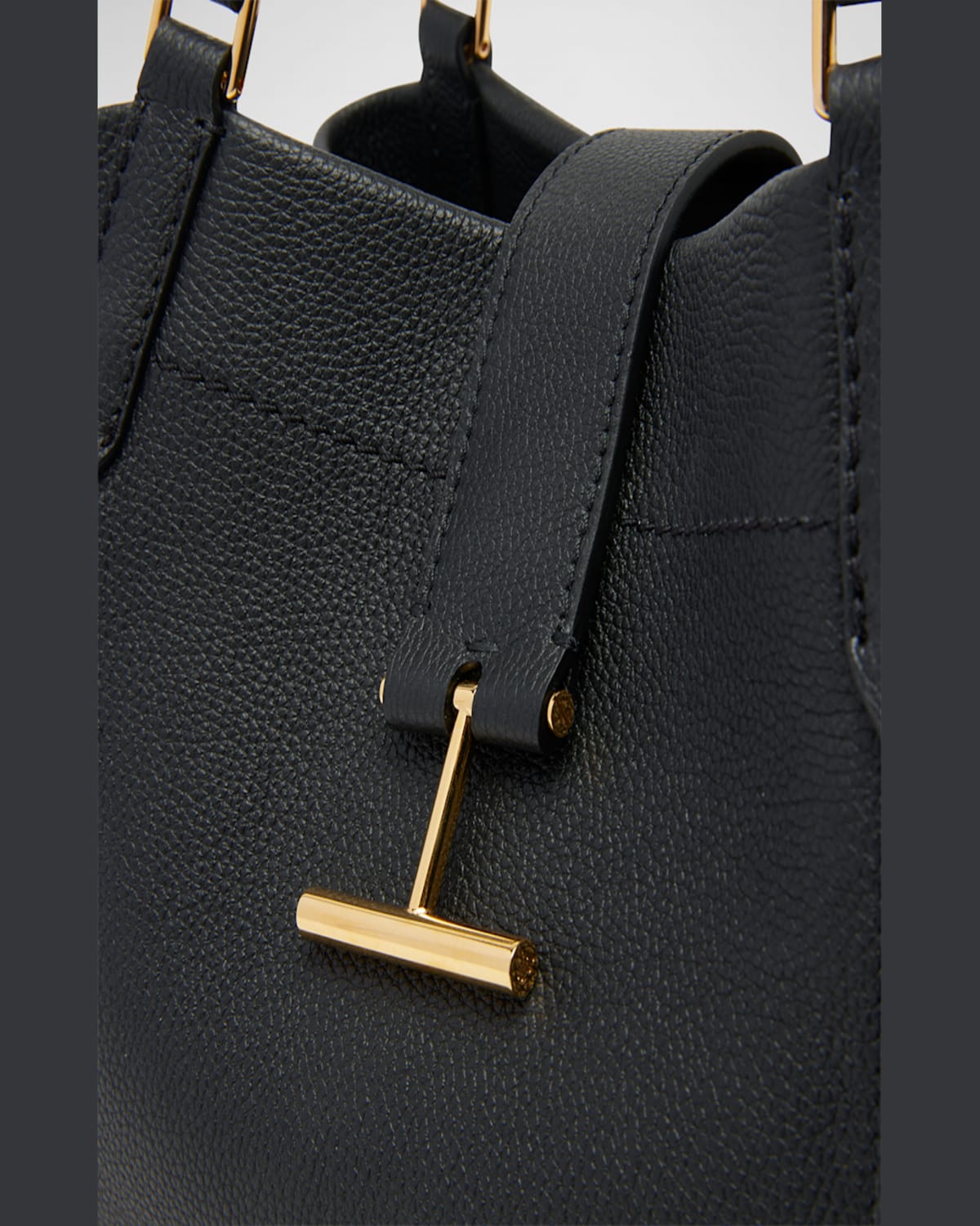 Tom Ford Tara Small Tote In Grained Leather In Cream