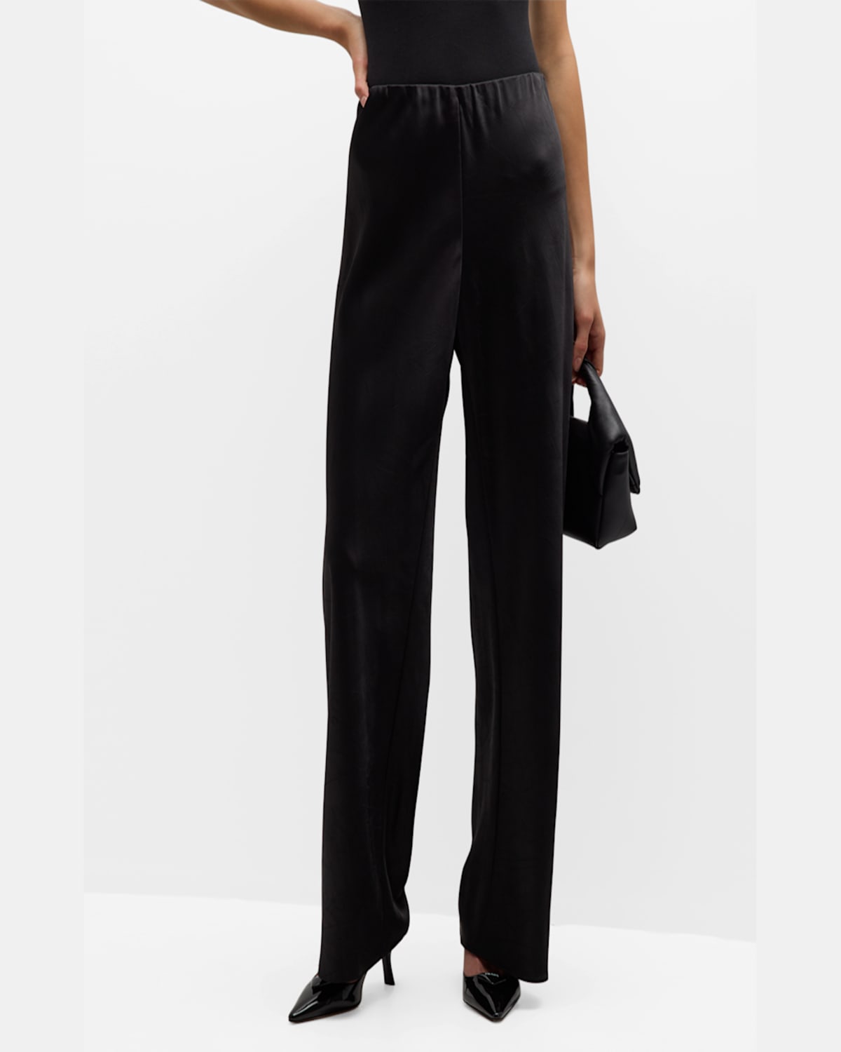 Vince Fluid Bias-cut Crushed Satin Pants In Rose Jam