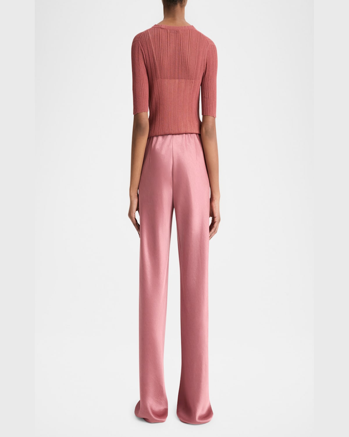 Vince Fluid Bias-cut Crushed Satin Pants In Rose Jam