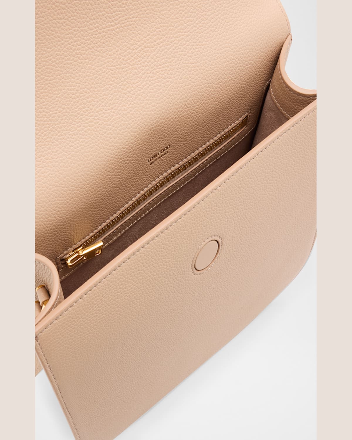 Tom Ford Tara Medium Crossbody In Grained Leather With Leather Strap In Light Beige
