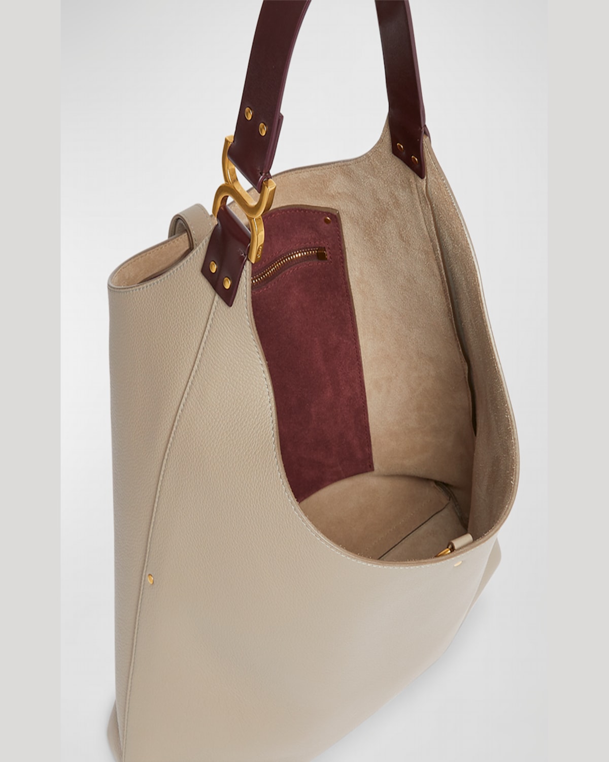 Chloé Marcie Hobo Bag In Grained Leather In Motty Grey