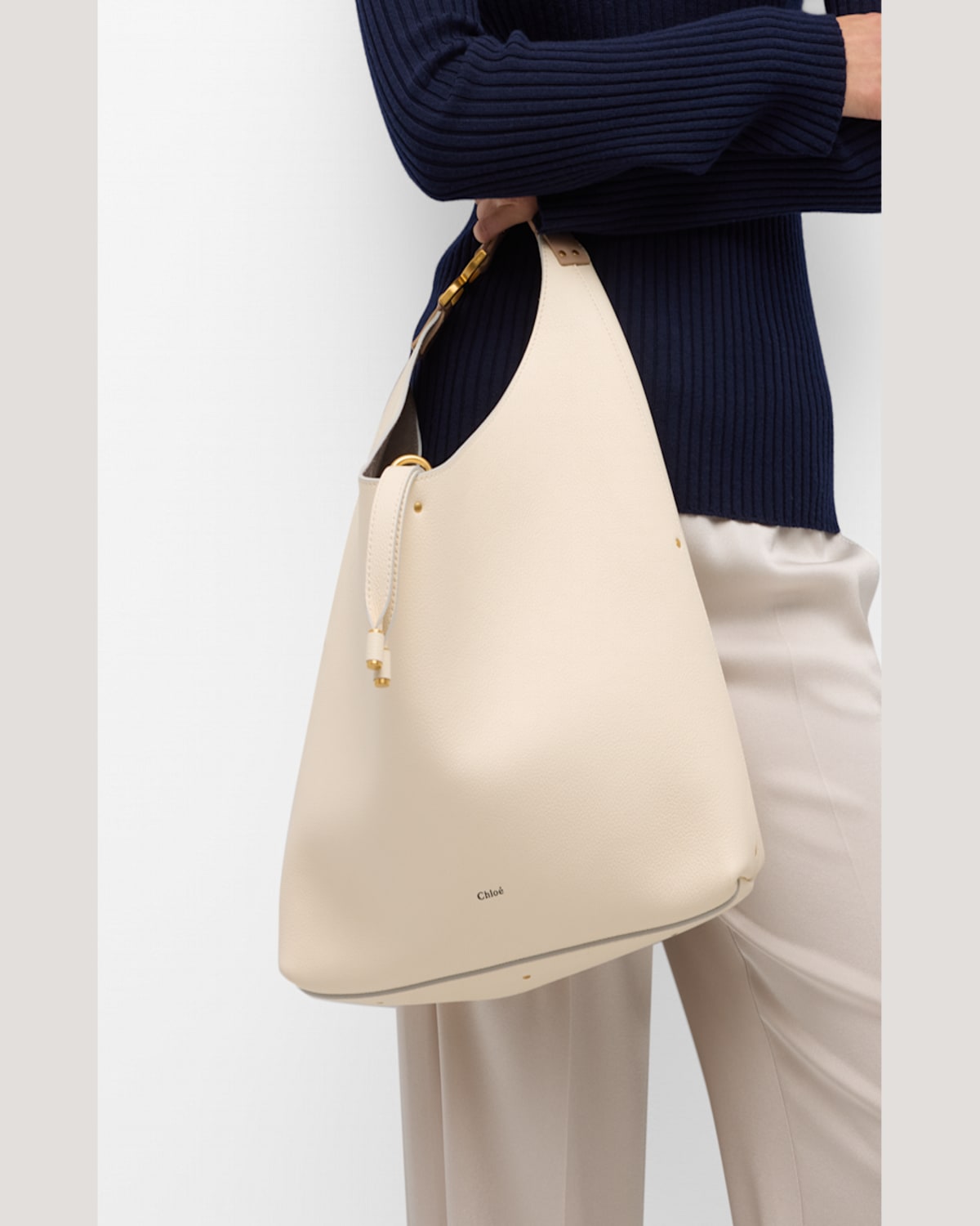 Chloé Marcie Hobo Bag In Grained Leather In Boyish Brown