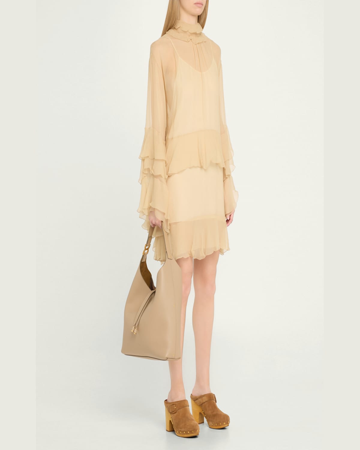 Chloé Marcie Hobo Bag In Grained Leather In Boyish Brown