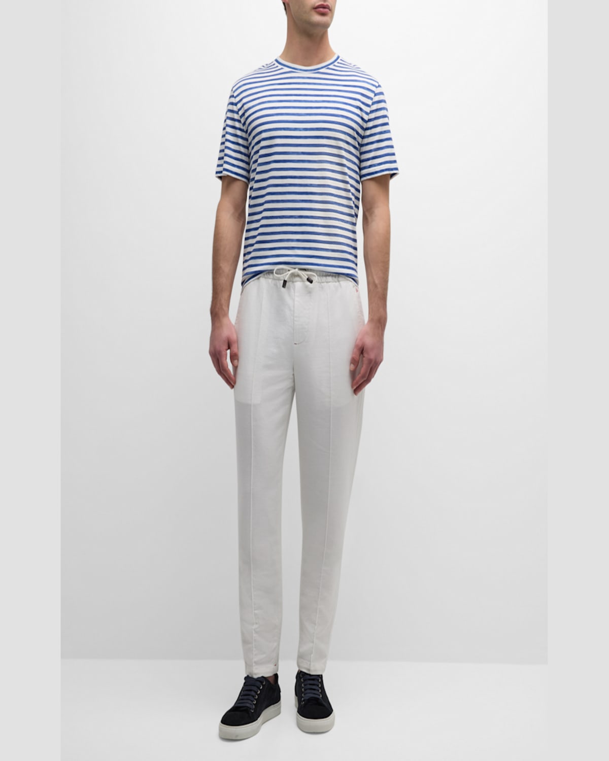 Isaia Men's Cotton-linen Drawstring Pants In Light Brow