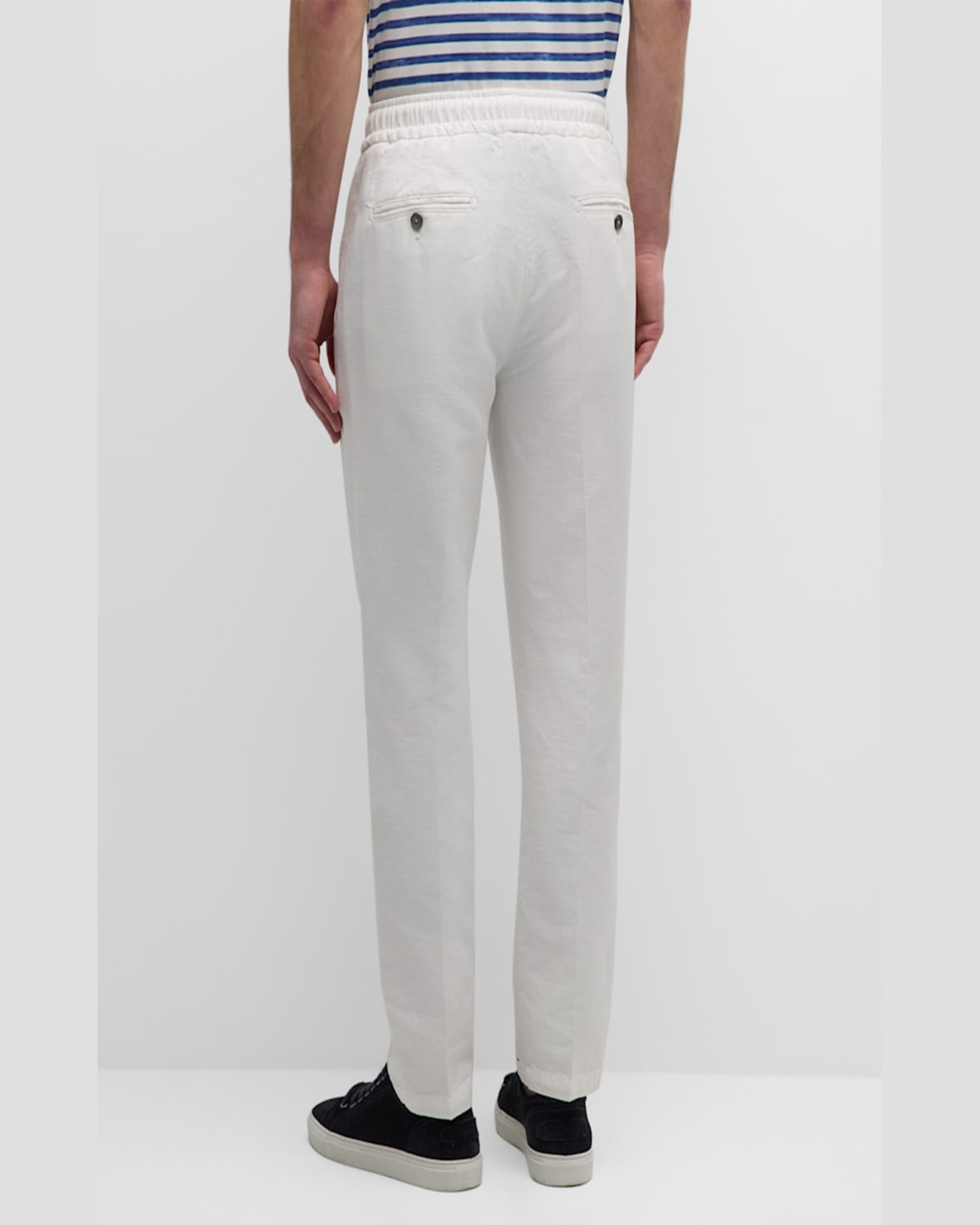 Isaia Men's Cotton-linen Drawstring Pants In Light Brow