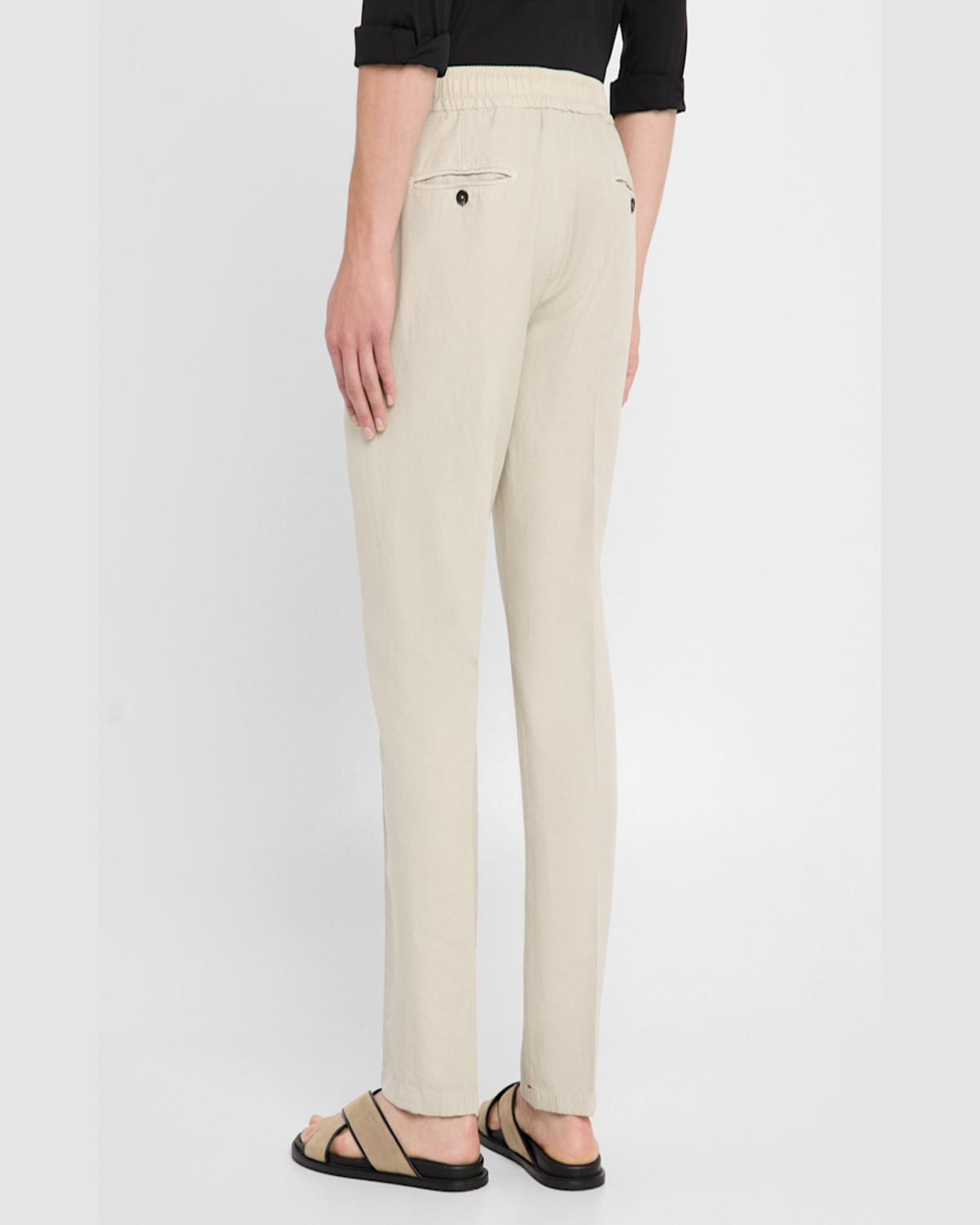 Isaia Men's Cotton-linen Drawstring Pants In Light Brow