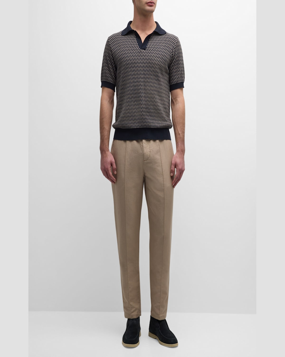 Isaia Men's Cotton-linen Drawstring Pants In Light Brow