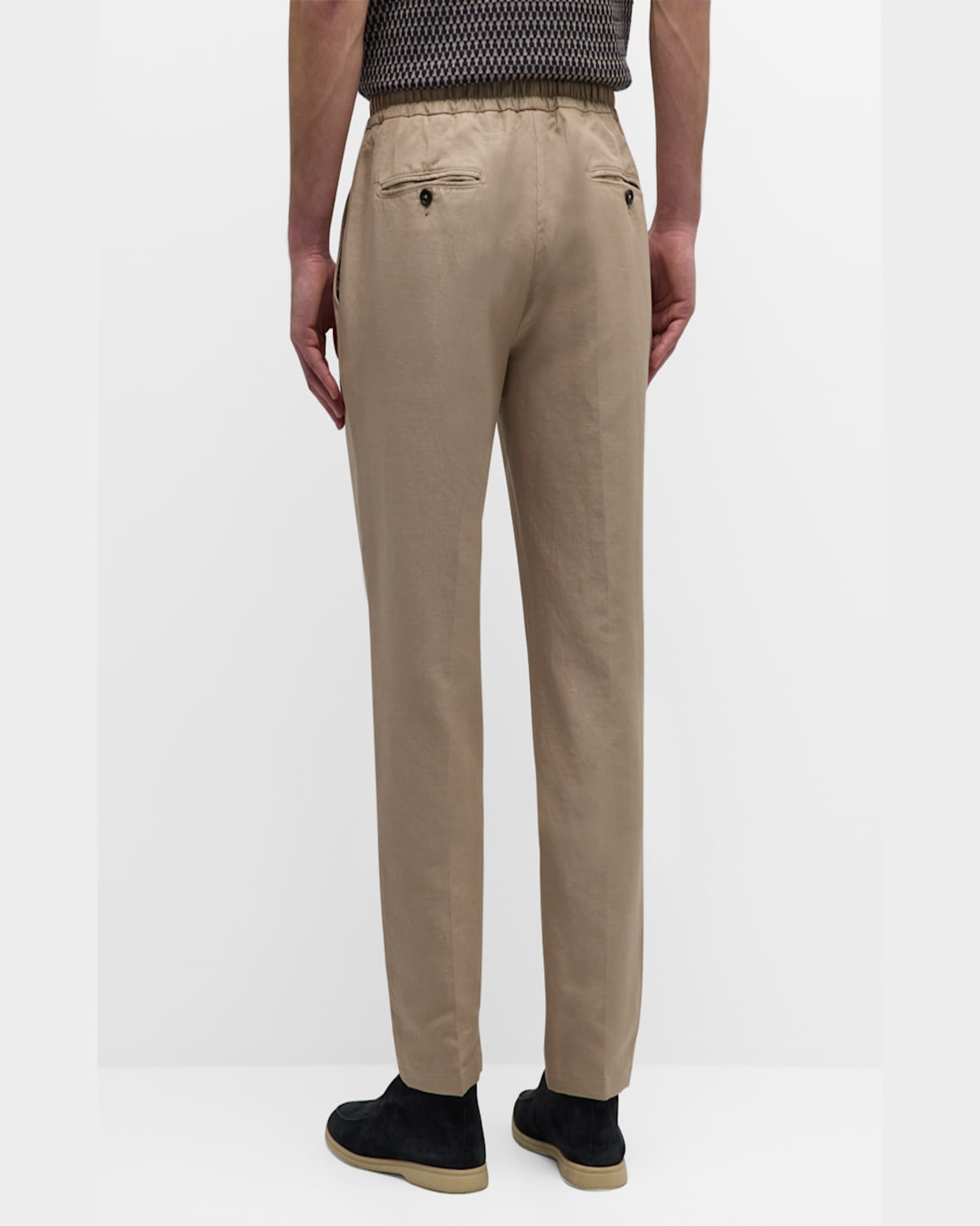 Isaia Men's Cotton-linen Drawstring Pants In Light Brow