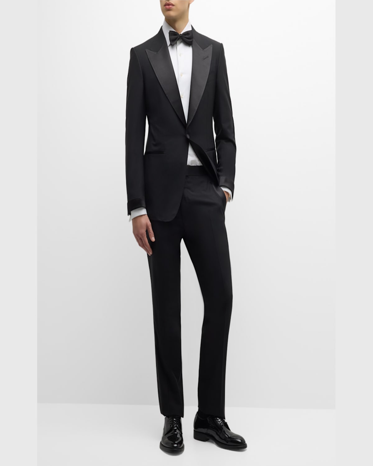 Tom Ford Black Tuxedo Suit With Satin Lapels In Black