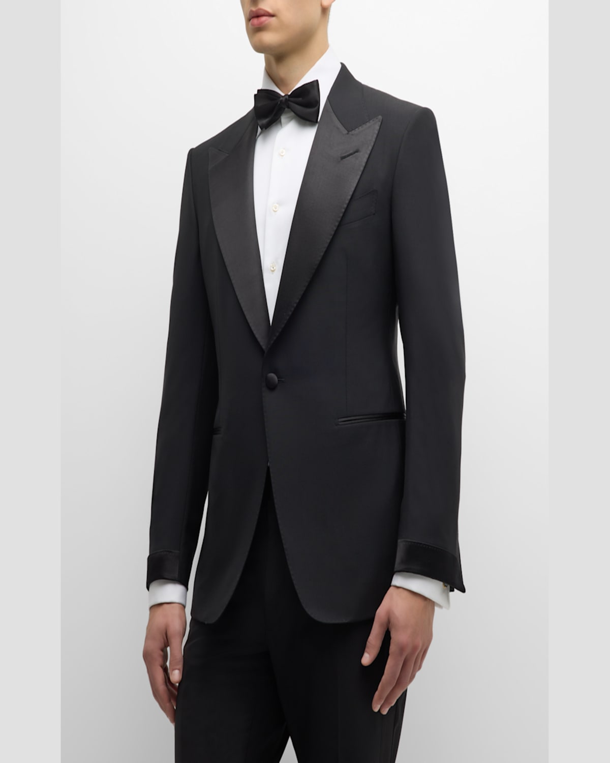 Tom Ford Black Tuxedo Suit With Satin Lapels In Black