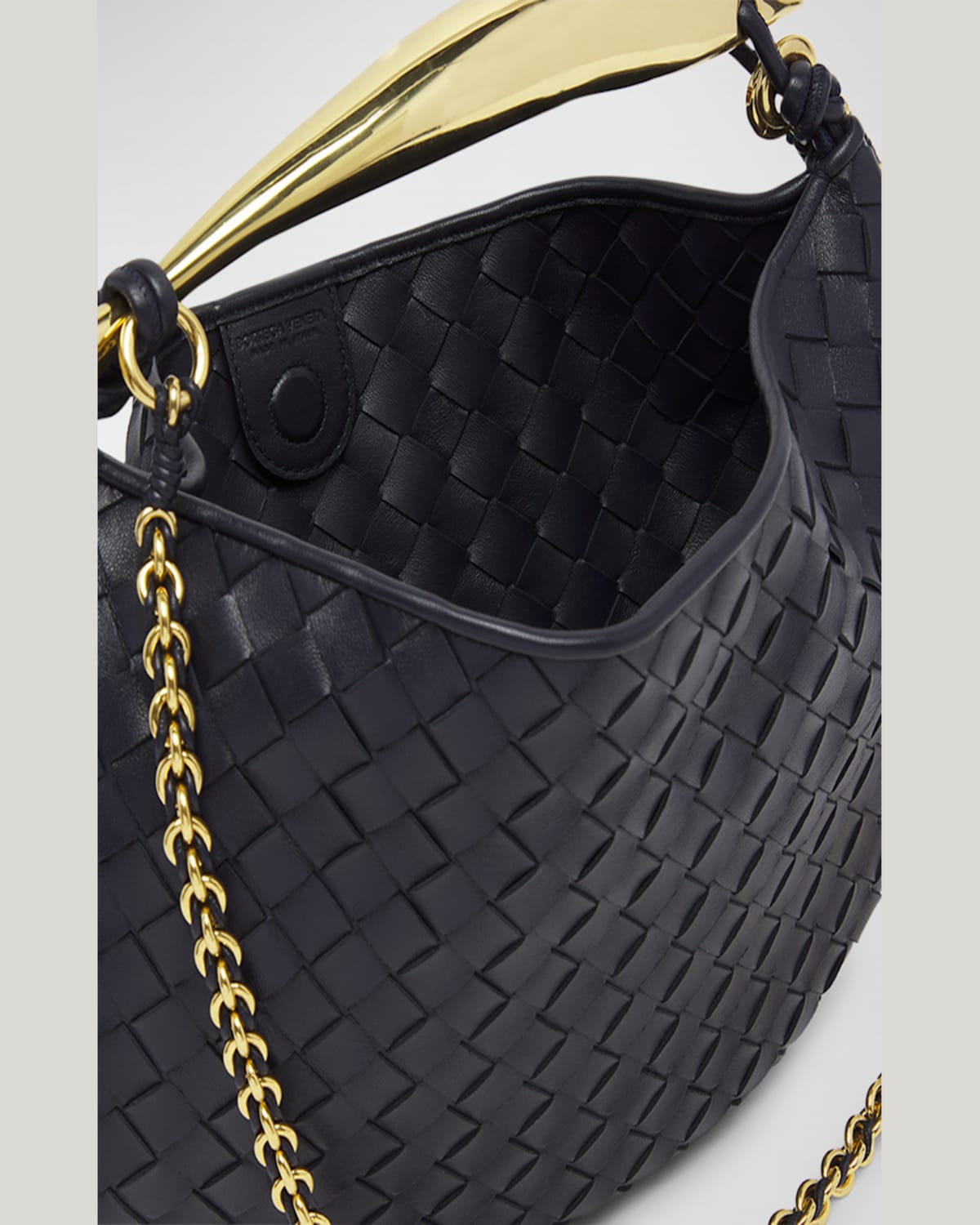 Bottega Veneta Sardine Medium Leather Shoulder Bag In Dark Praline