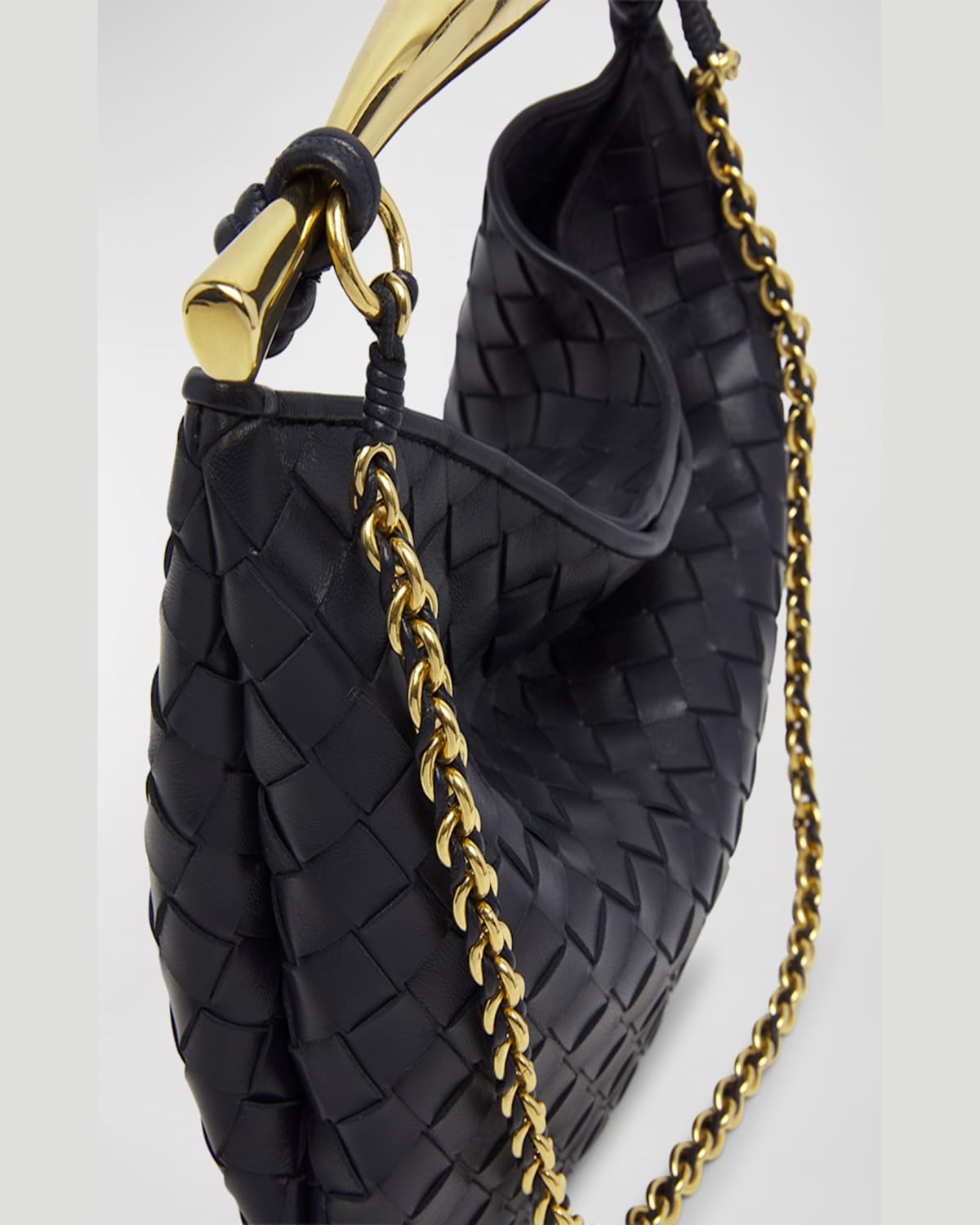 Bottega Veneta Sardine Medium Leather Shoulder Bag In Dark Praline
