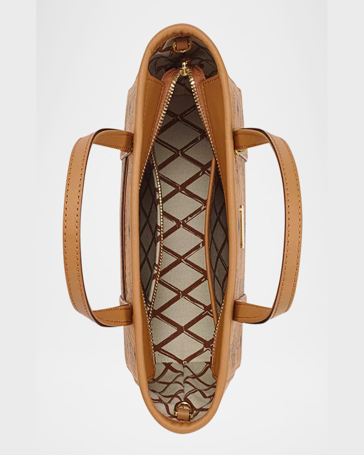 Mcm Aren Mini Visetos Shopper Tote Bag In Cognac