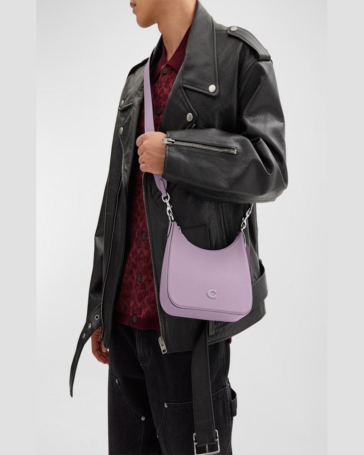 Coach Zip Leather Crossbody Bag In Soft Purple