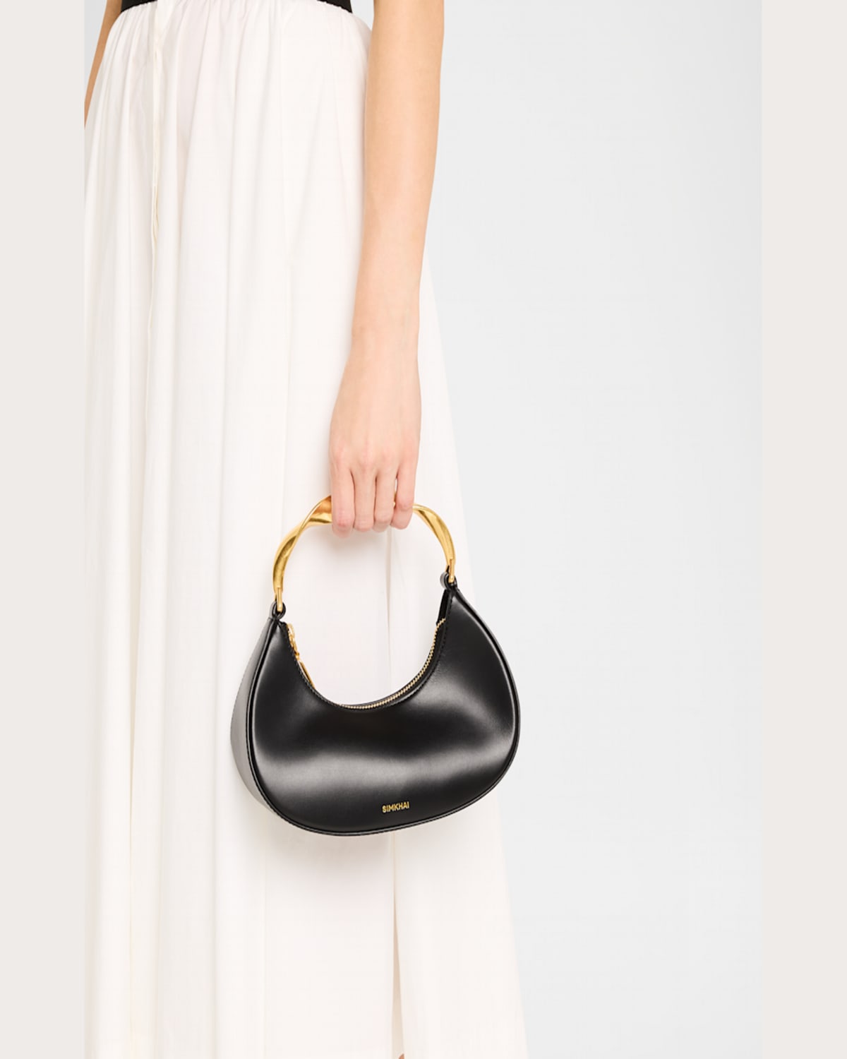 Simkhai Nixi Twist Leather Top-handle Bag In Black