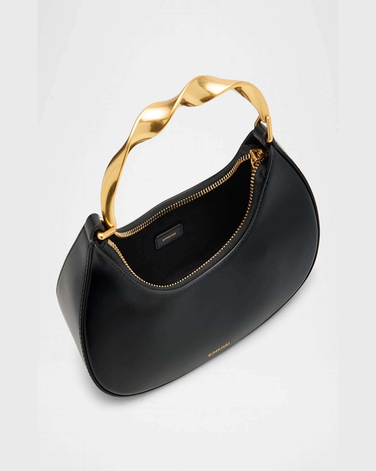 Simkhai Nixi Twist Leather Top-handle Bag In Black