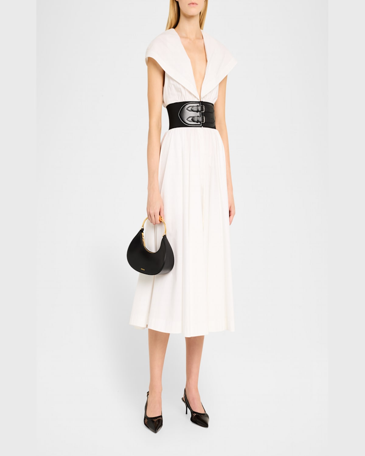 Simkhai Nixi Twist Leather Top-handle Bag In Black