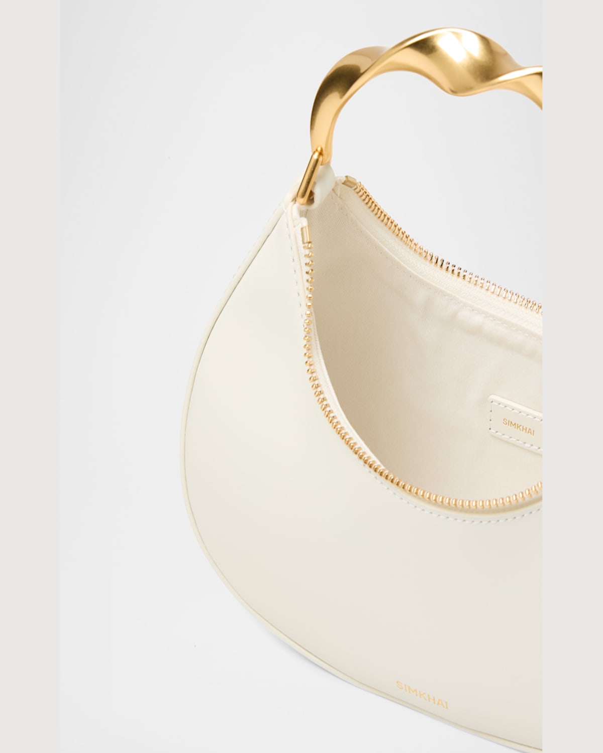 Simkhai Nixi Twist Leather Top-handle Bag In Ivory