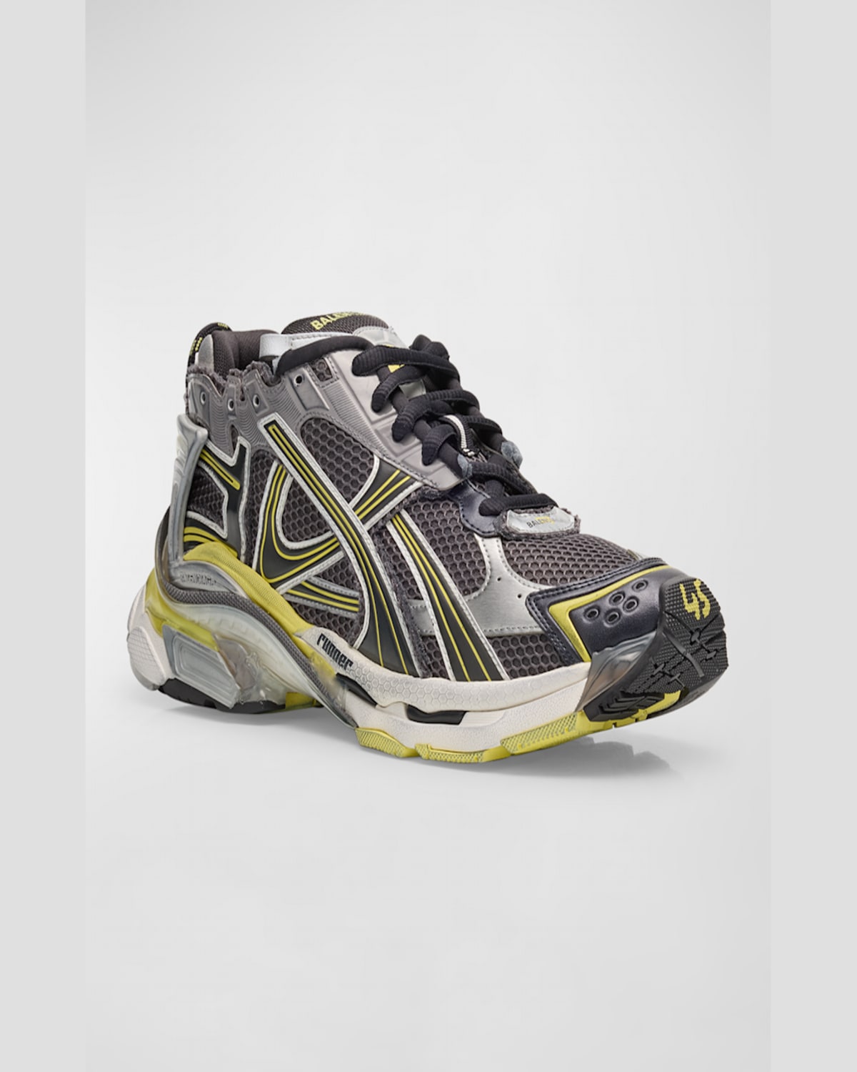 Balenciaga Multicolor Mesh And Rubber Runner Sneakers In 1474 Grey/blu/orange/acq