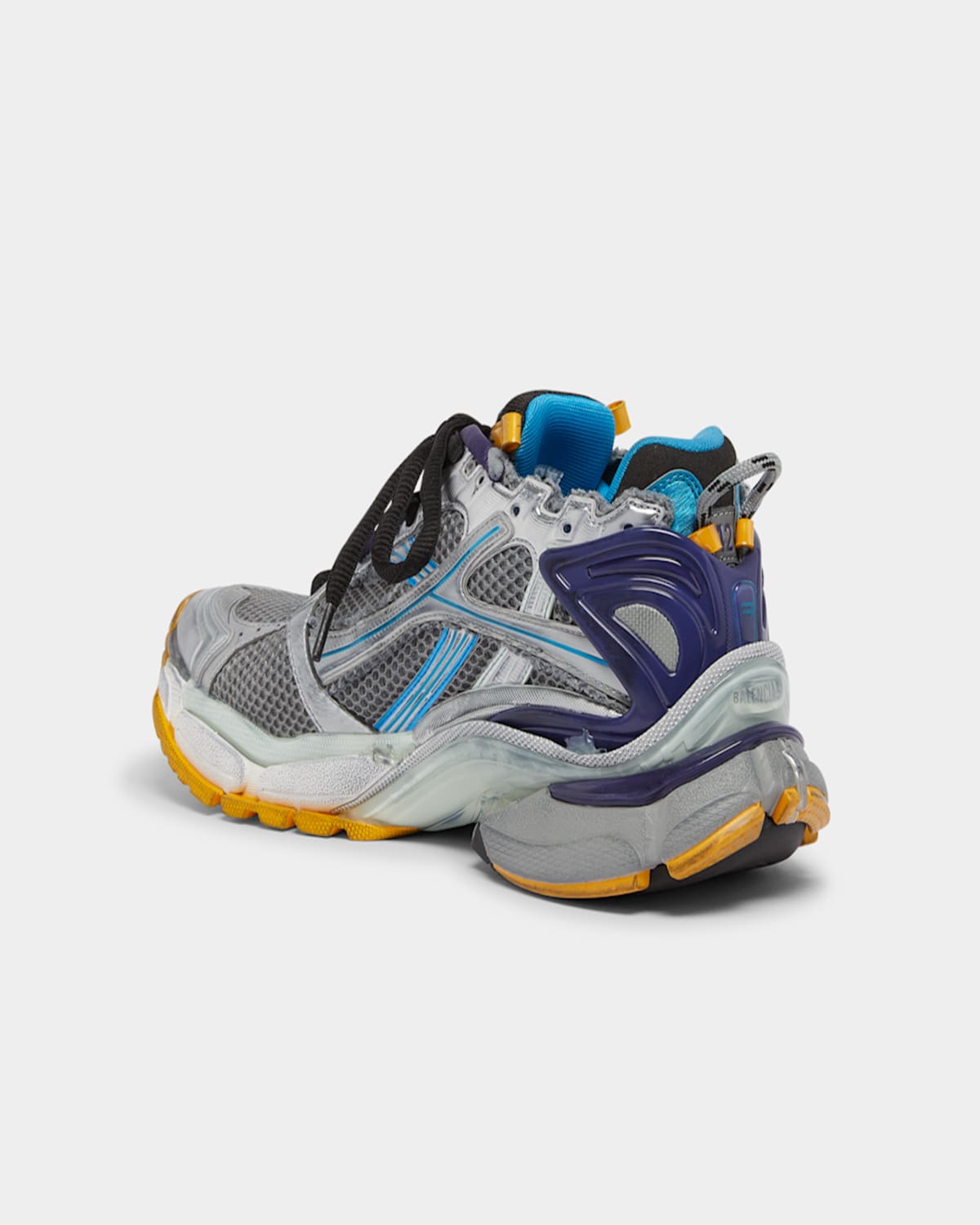Balenciaga Multicolor Mesh And Rubber Runner Sneakers In 1474 Grey/blu/orange/acq