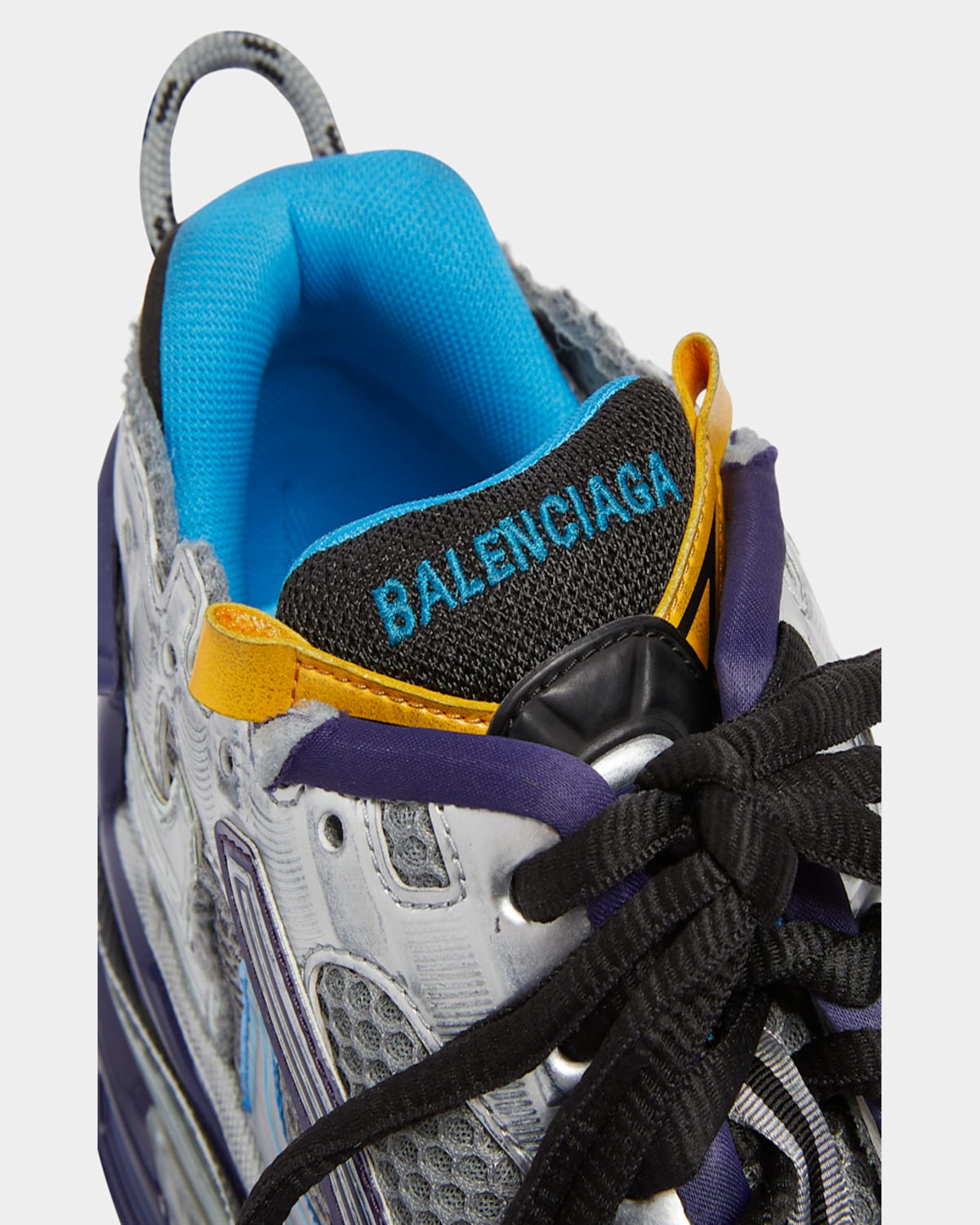Balenciaga Multicolor Mesh And Rubber Runner Sneakers In 1474 Grey/blu/orange/acq
