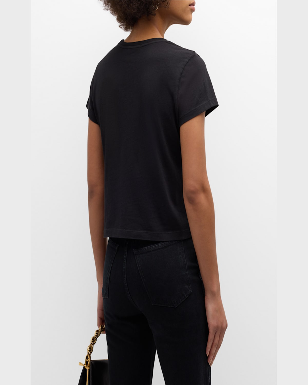 Agolde Adine Cropped Short Sleeve Tee In Black