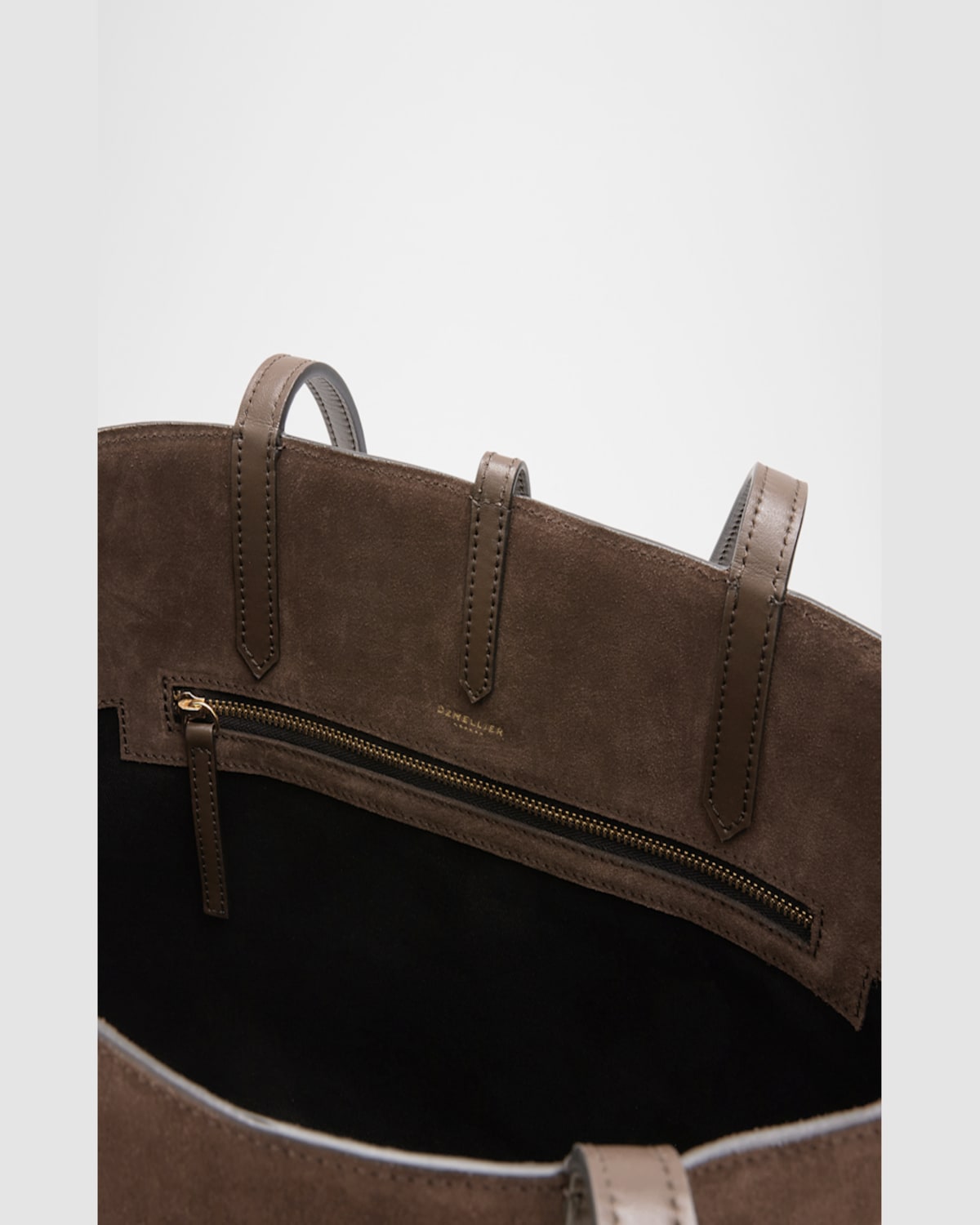 Demellier Leather Shoulder Bags In Mocha Suede